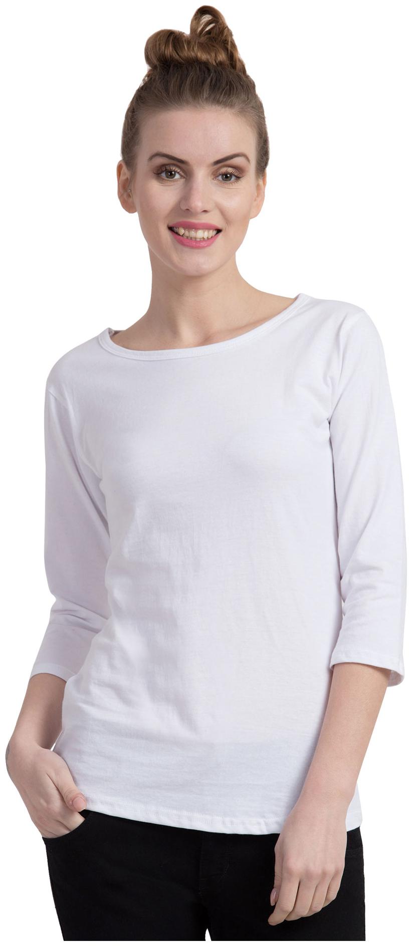 

Cliths Women White Slim fit Round neck Cotton T shirt