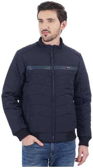 Cloak & Decker by Monte Carlo Men Blue Solid Quilted jacket