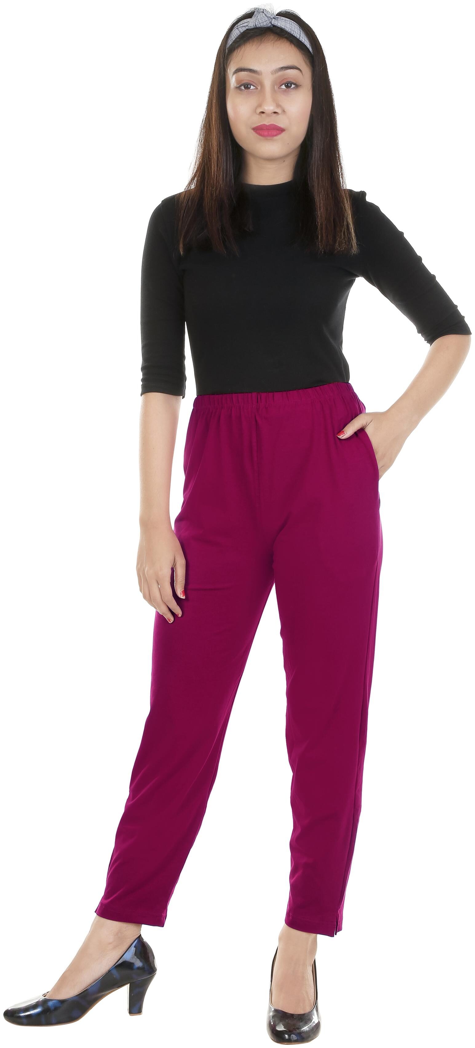 

Cloth Hut Women Cotton Solid Regular Purple