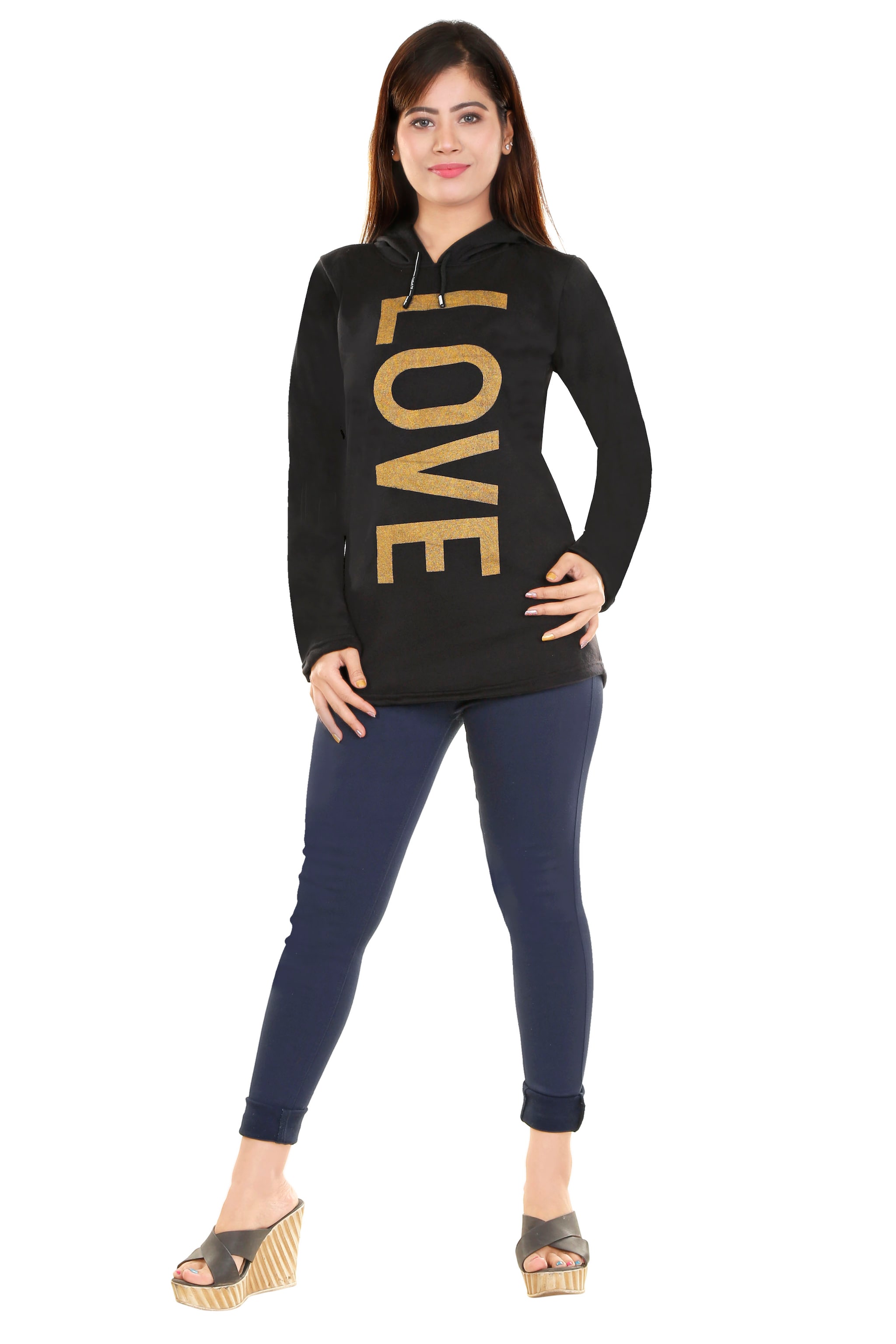 

Cloth Hut Women Printed Hoodie - Black