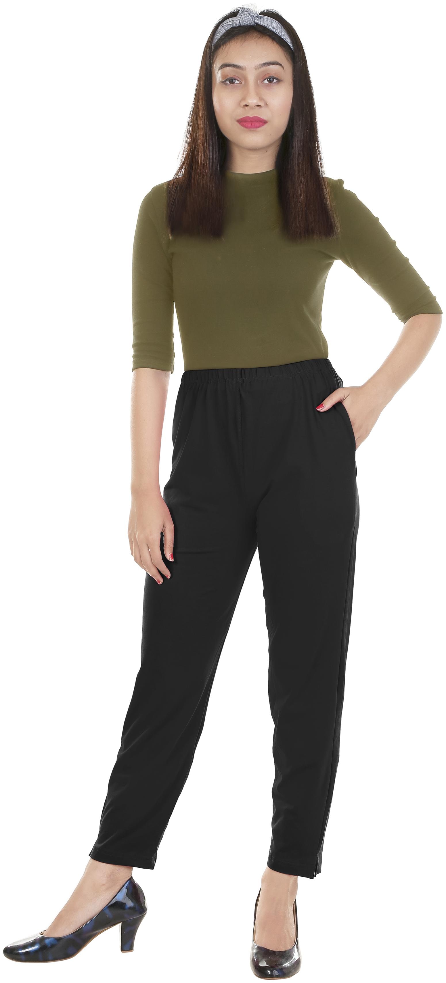 

Cloth Hut Women Cotton Solid Regular Black