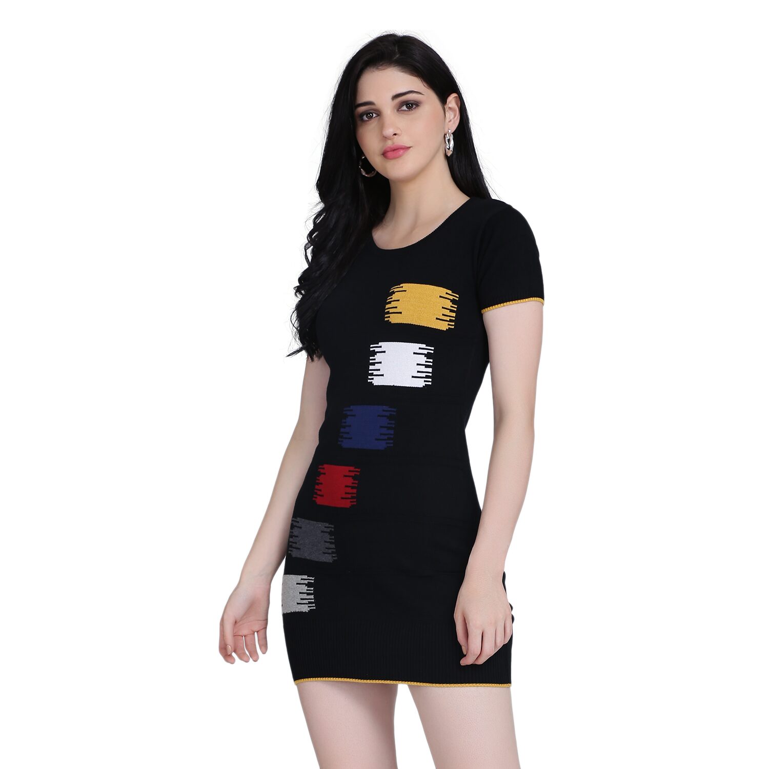 

Clothzy Black Printed Bodycon dress