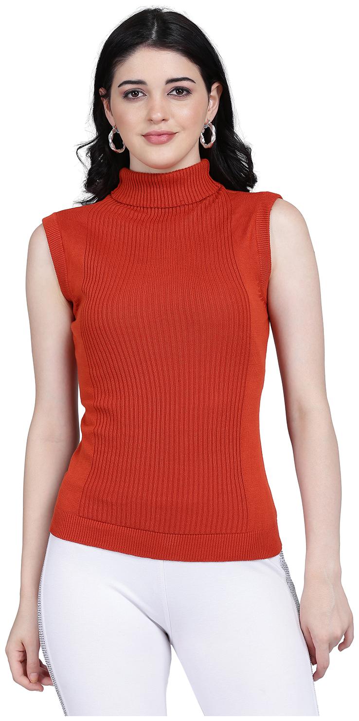 

Clothzy Women Red Regular fit High neck Cotton Tank top