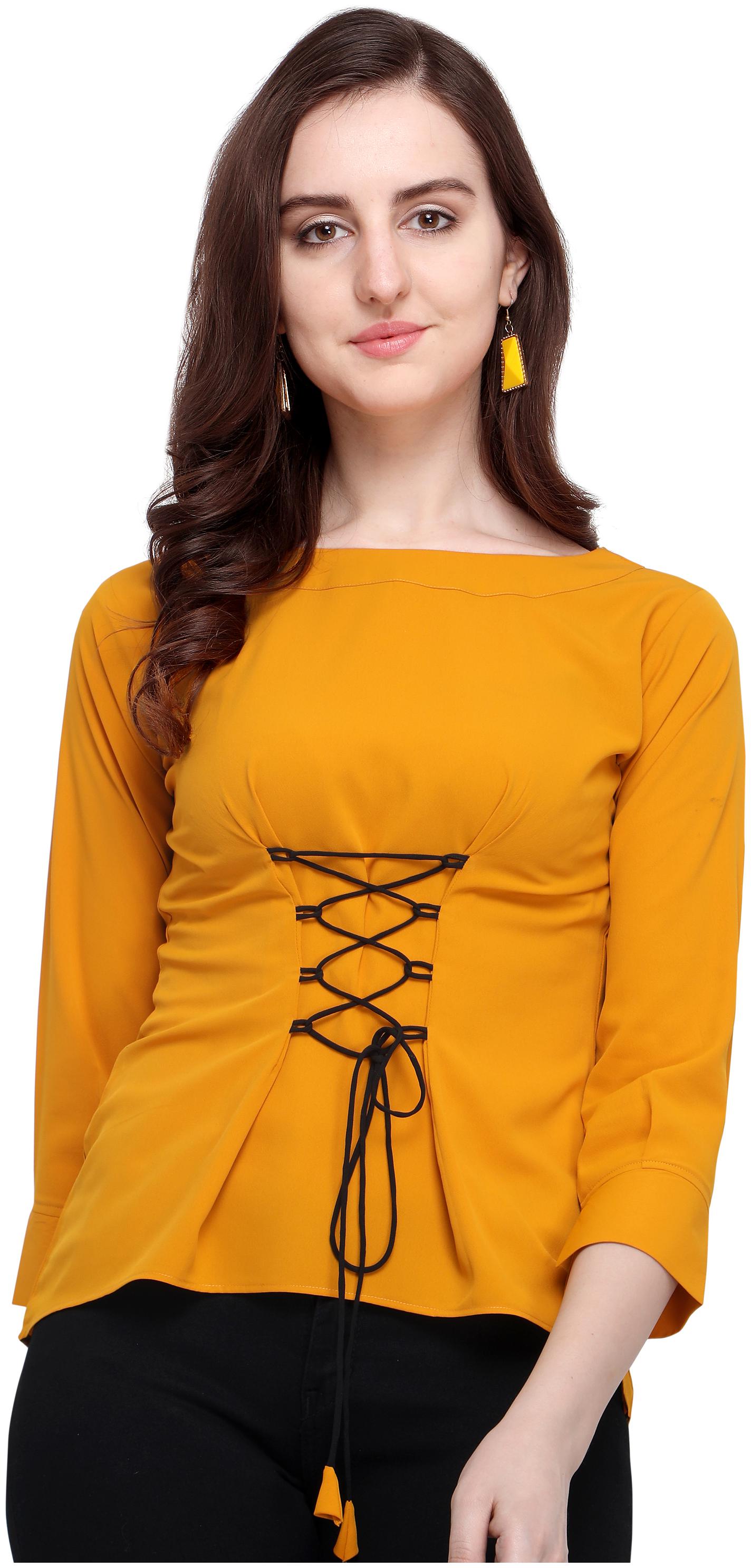 

Clothzy Crepe Solid Mustard Color Regular Top