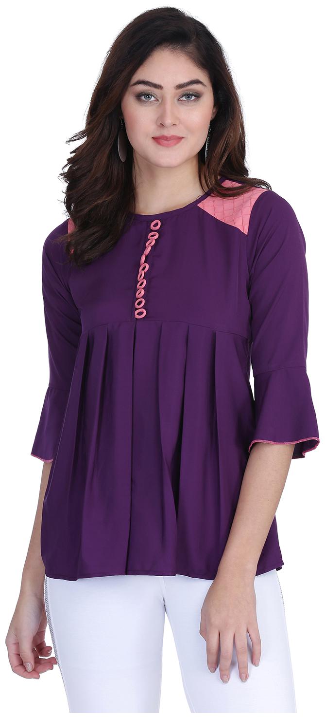 

Clothzy Women Solid Regular top - Purple