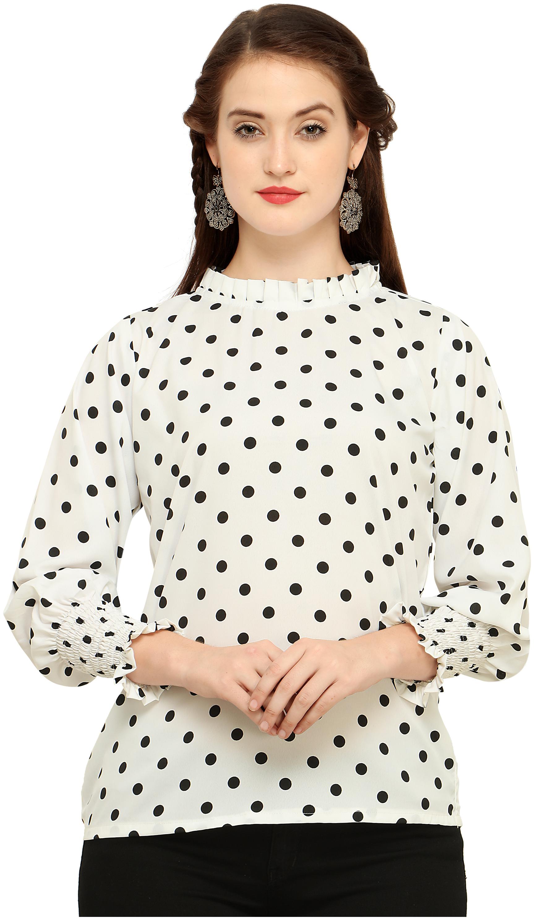 

Clothzy Women Polka dots Regular top - White