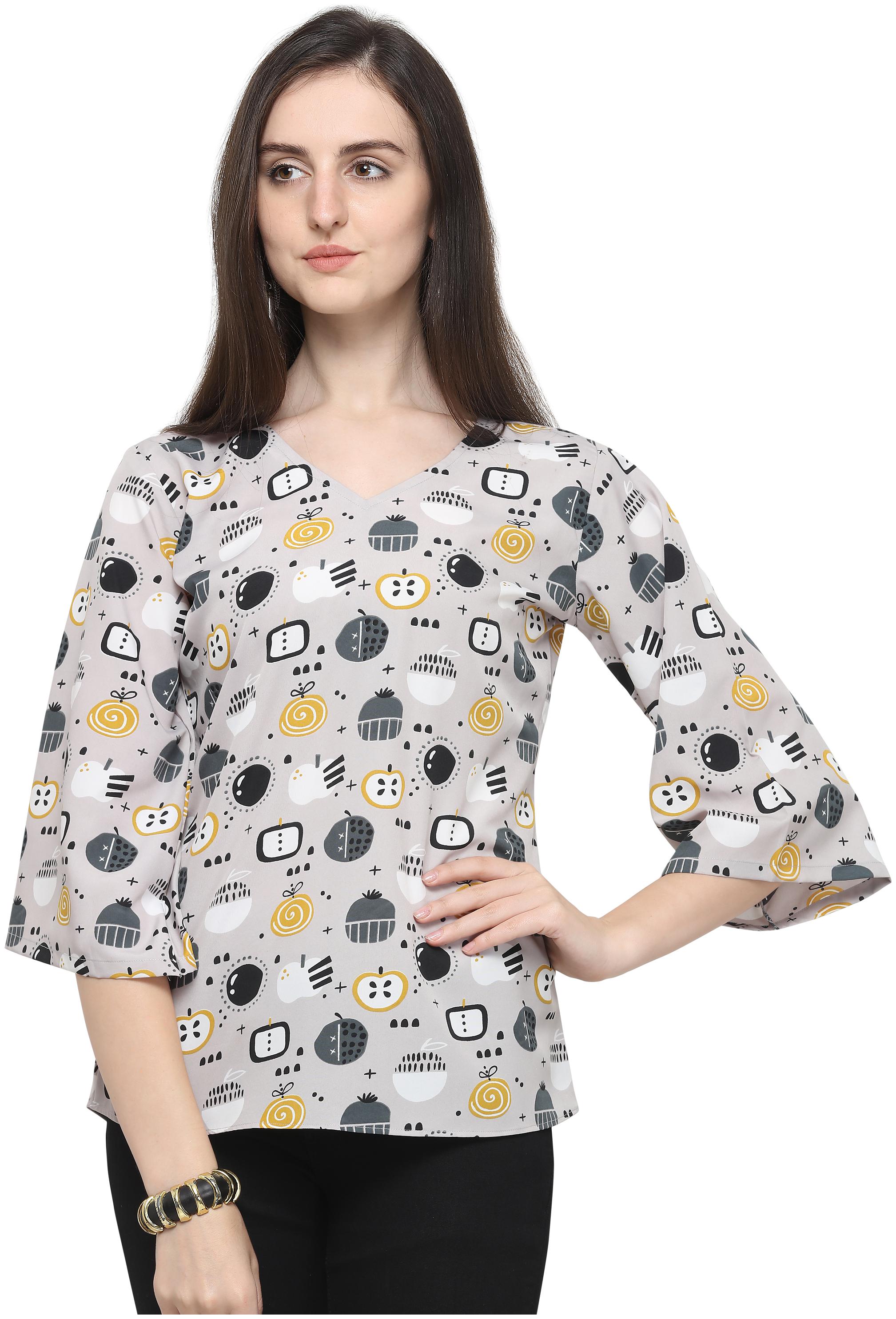 

Clothzy Women Printed Regular top - Grey