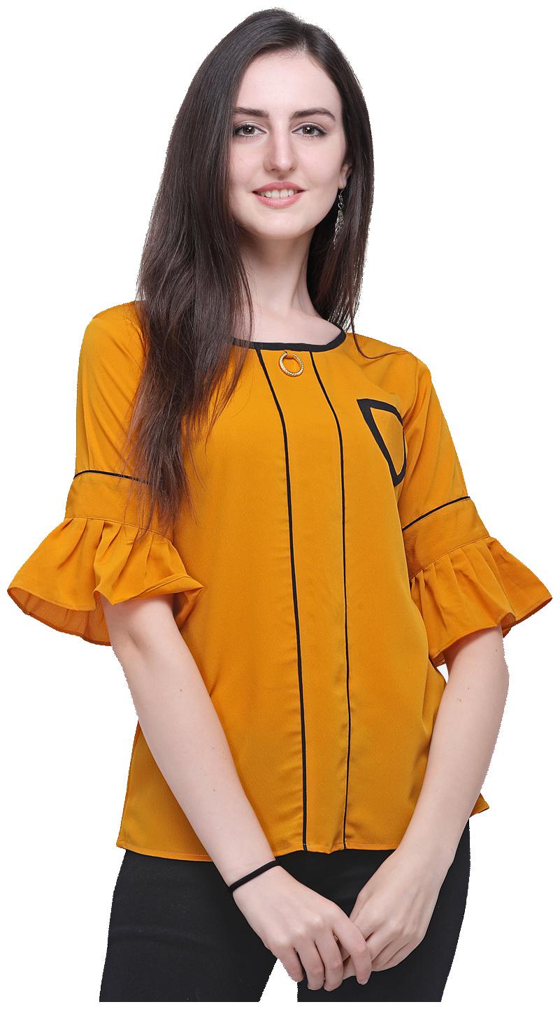 

Clothzy Crepe Solid Mustard Color Regular Top