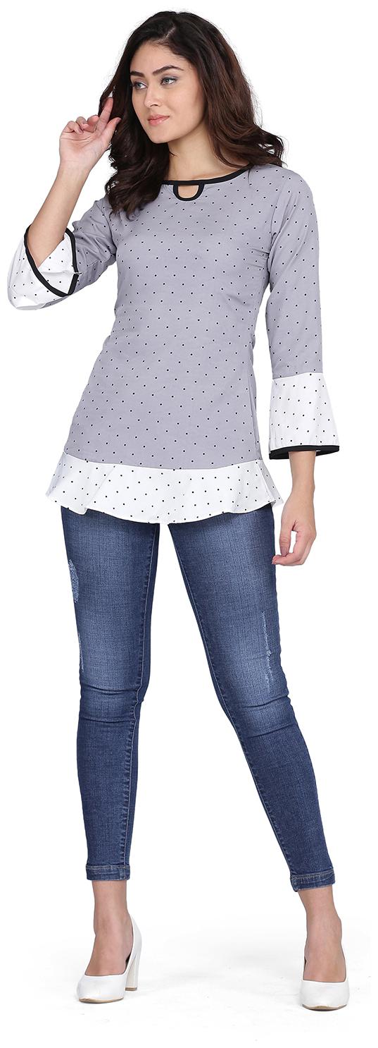 

Clothzy Women Polka dots Regular top - Grey