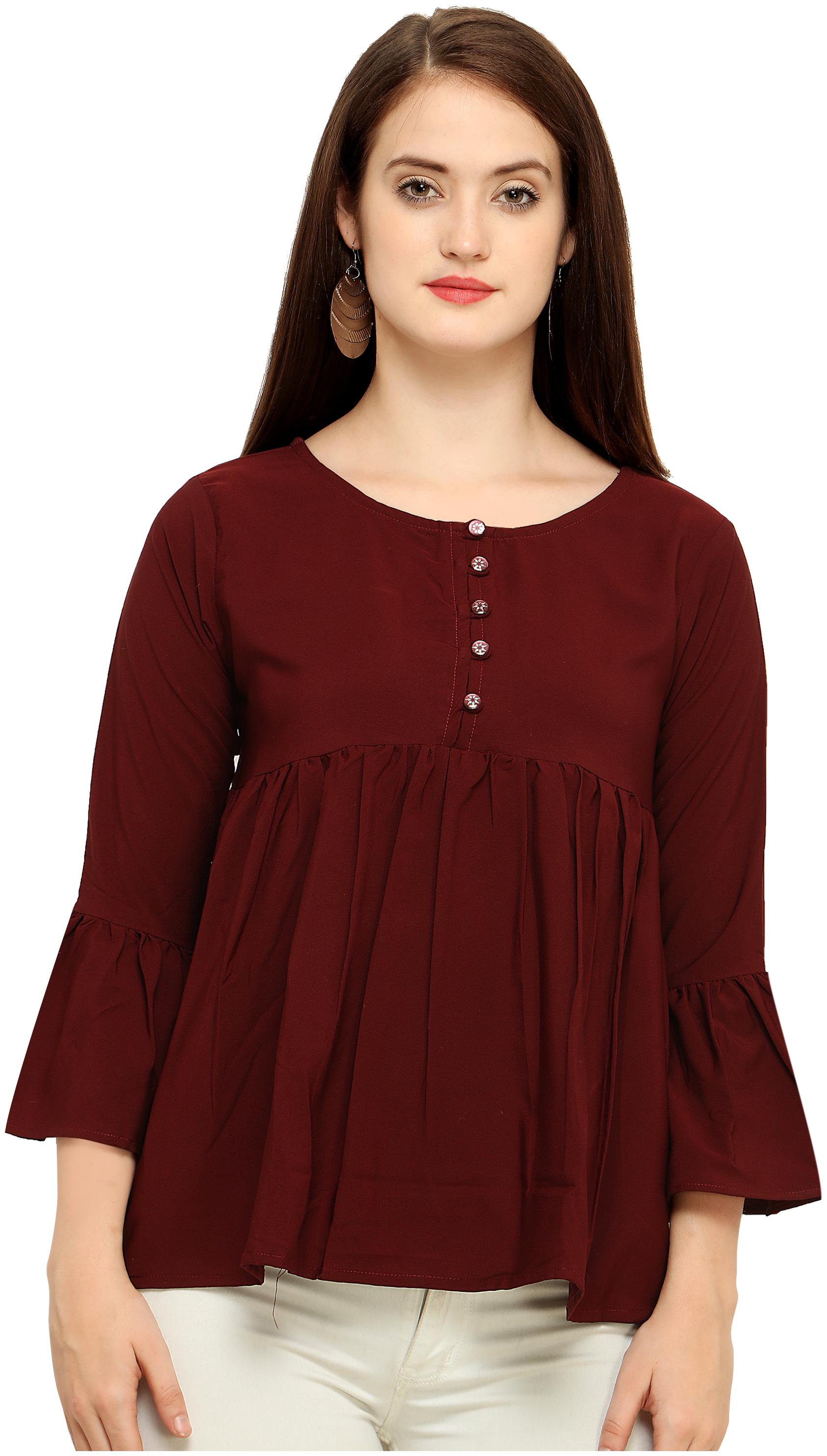 

Clothzy Women Solid Regular top - Maroon