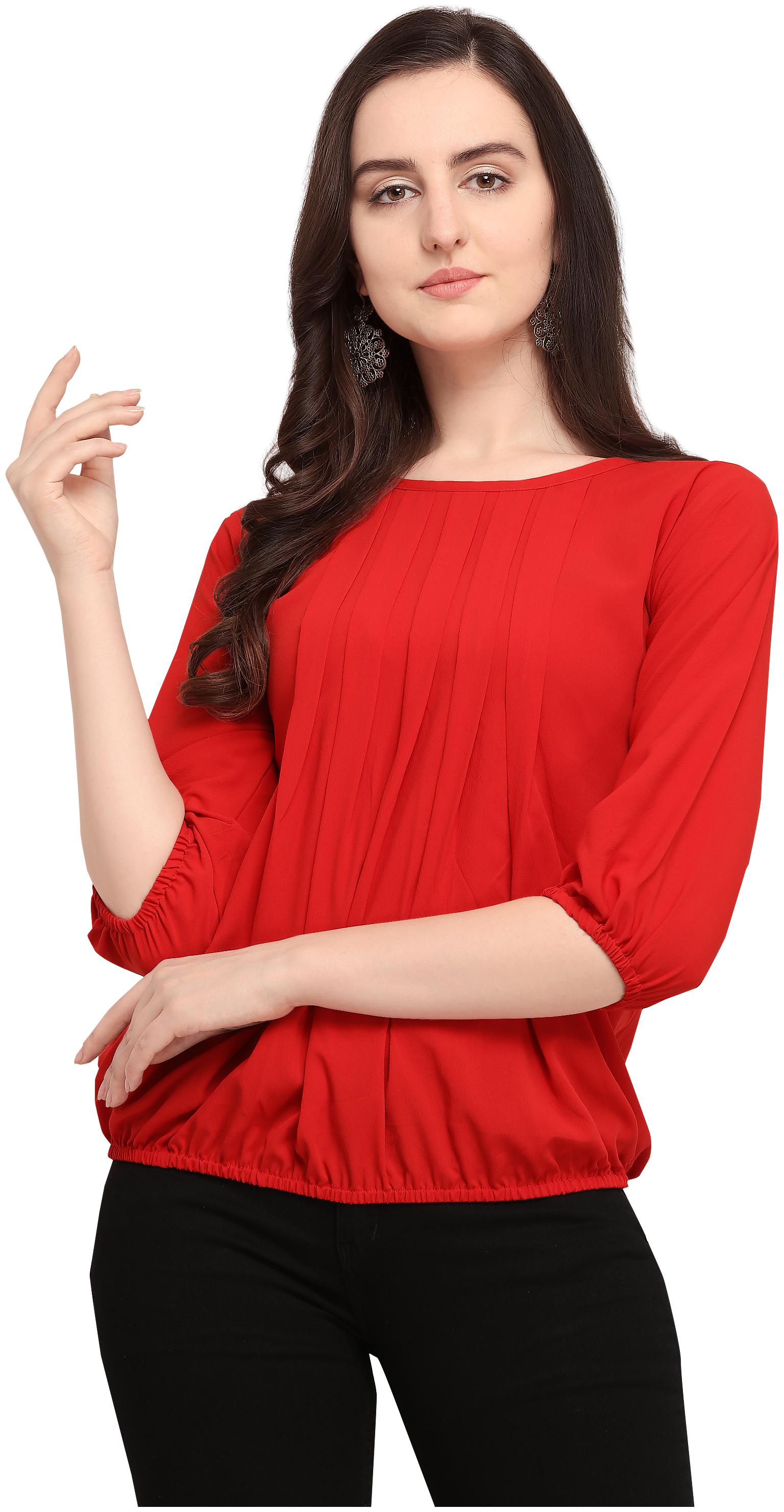 

Clothzy Women Solid Regular top - Red