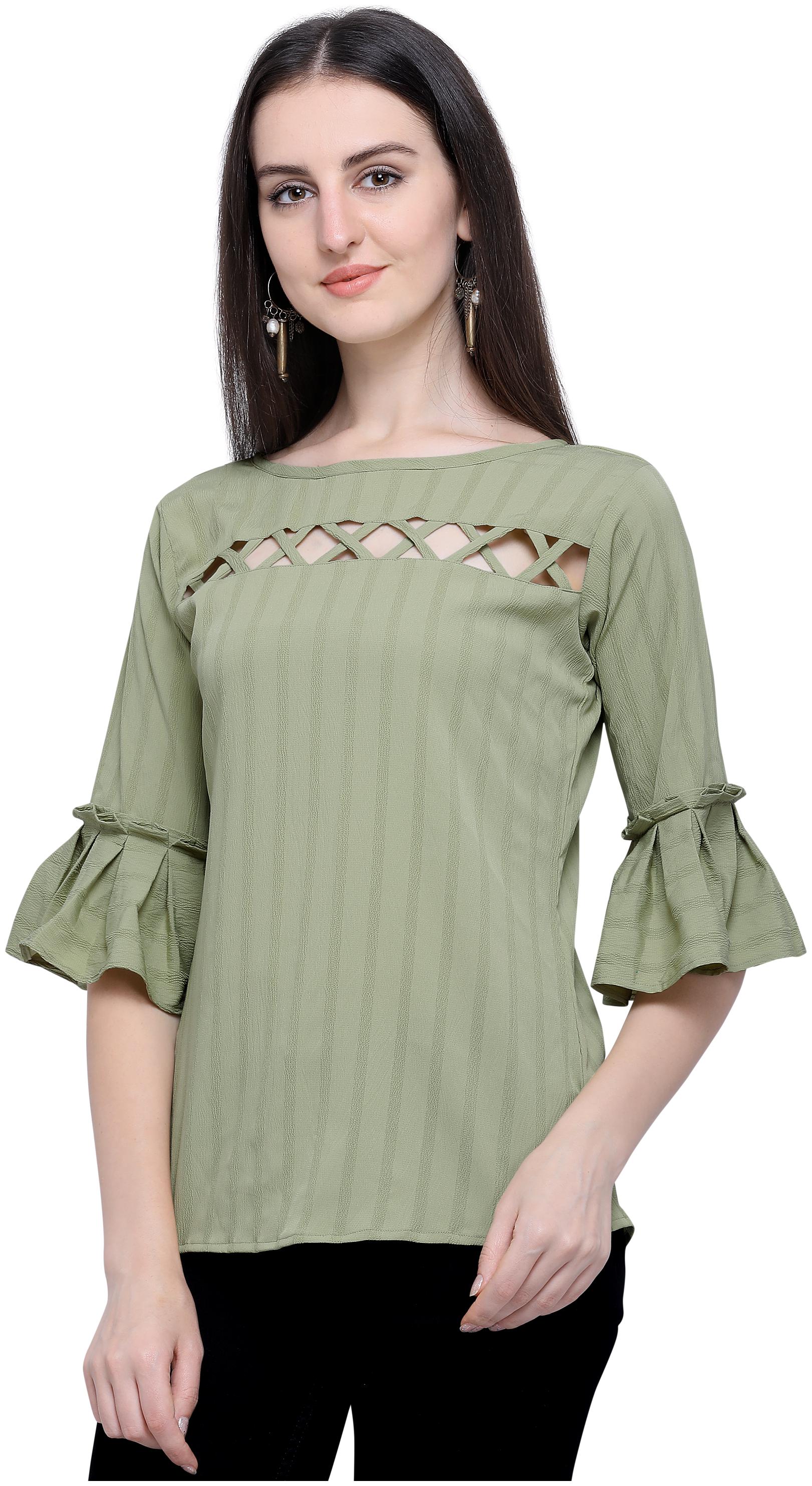 

Clothzy Women Striped Regular top - Green