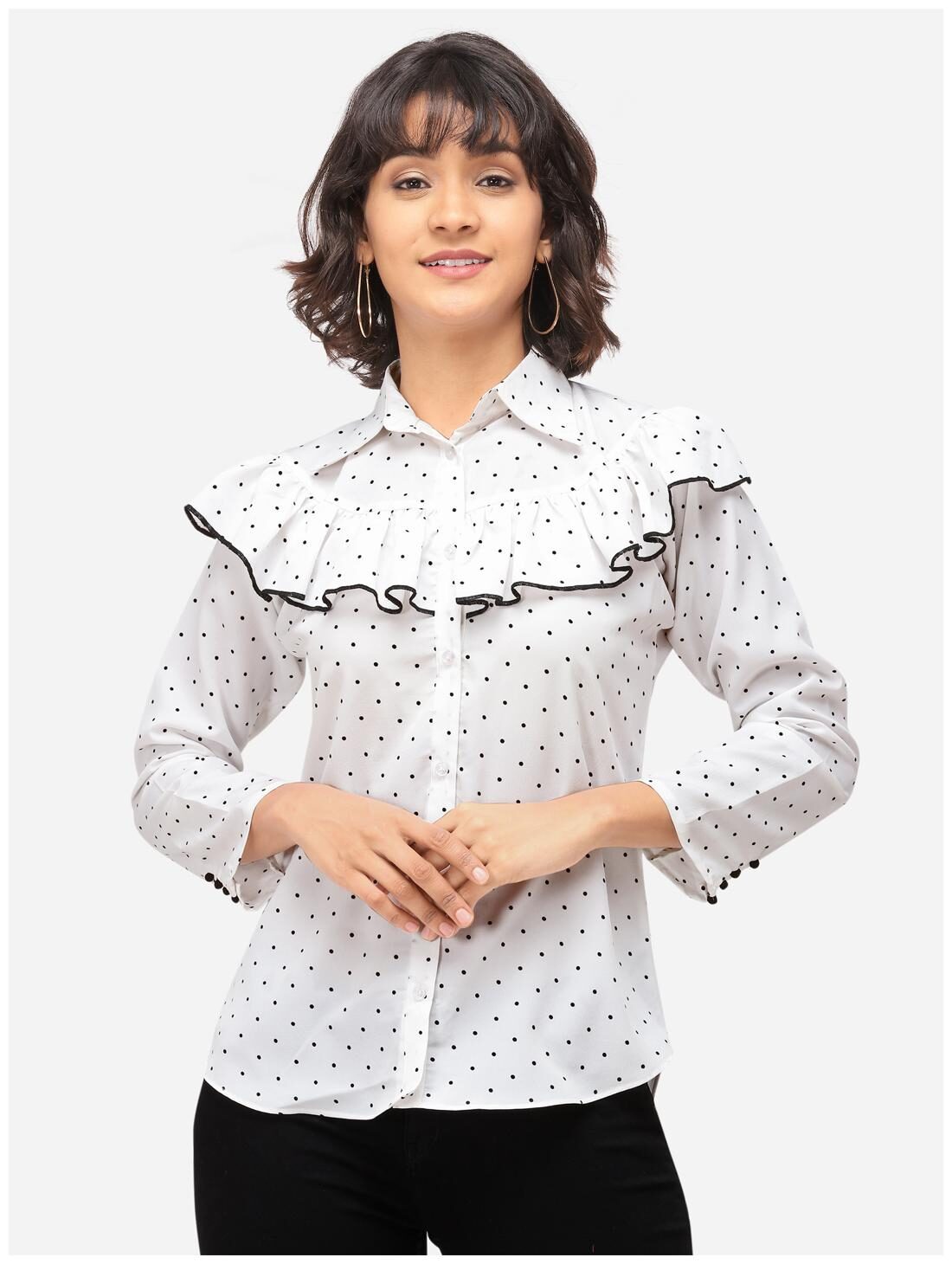 

Clothzy Women Polka dots Regular top - White