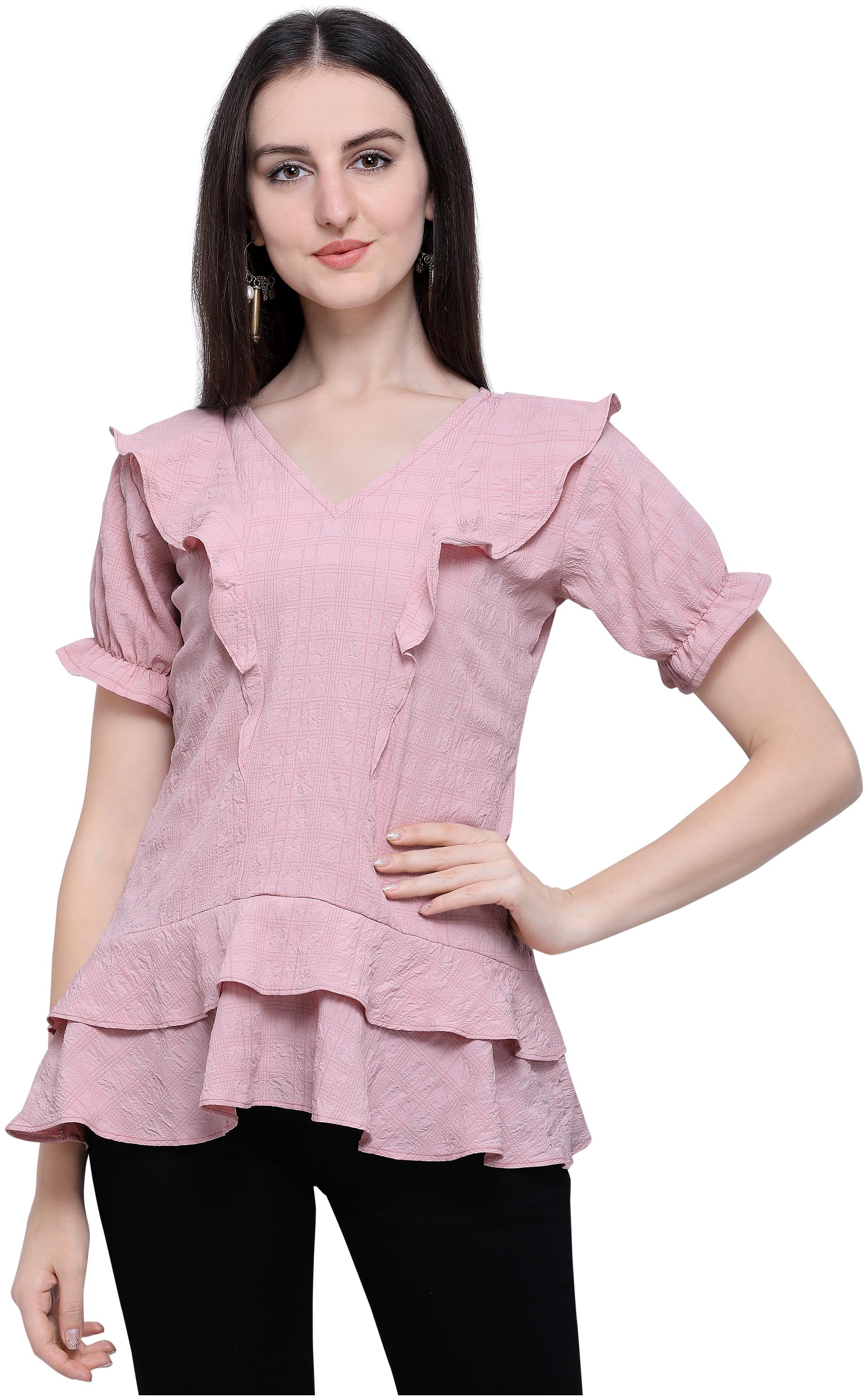 

Clothzy Women Checked Regular top - Pink