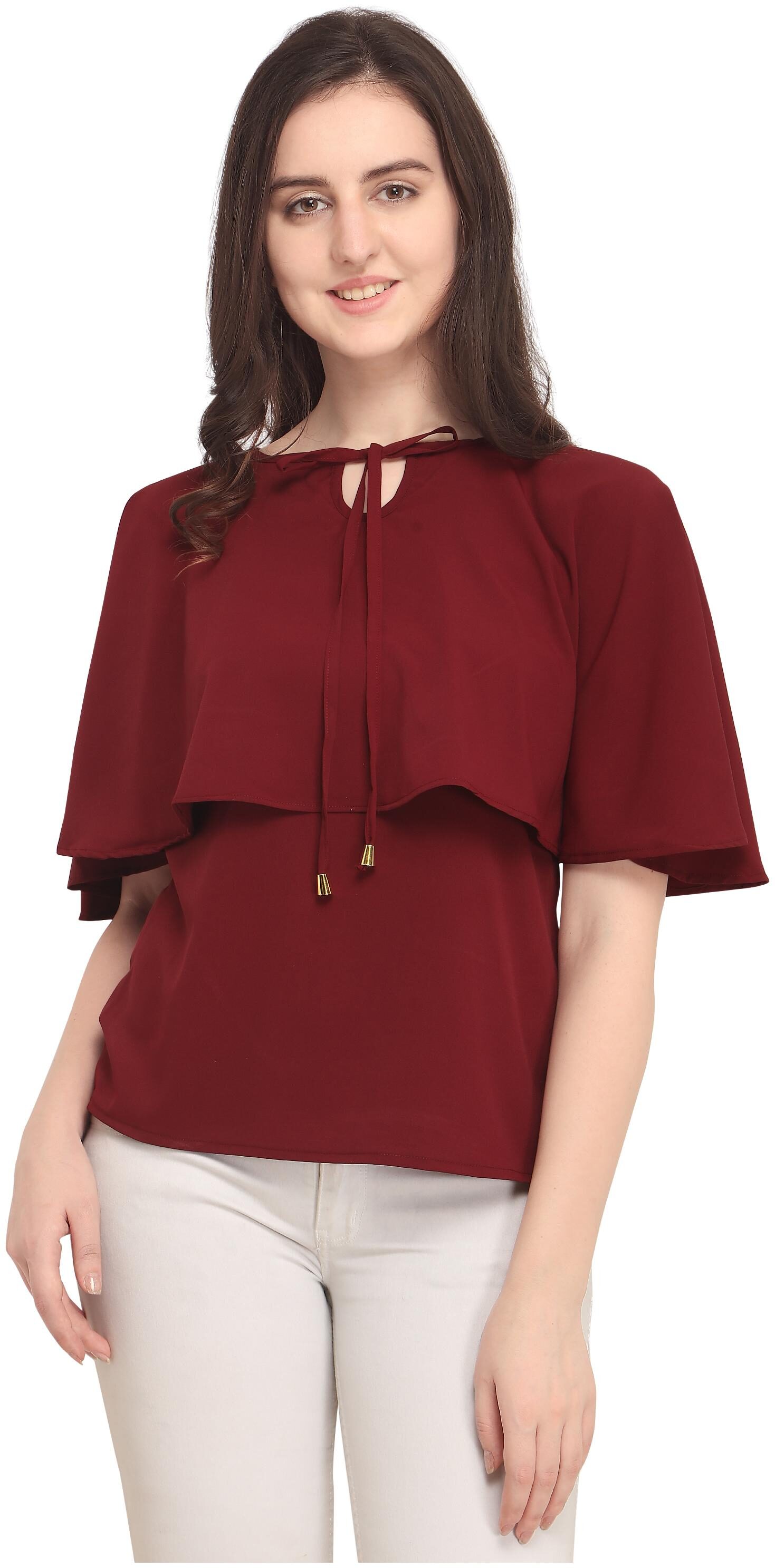 

Clothzy Women Solid Regular top - Maroon