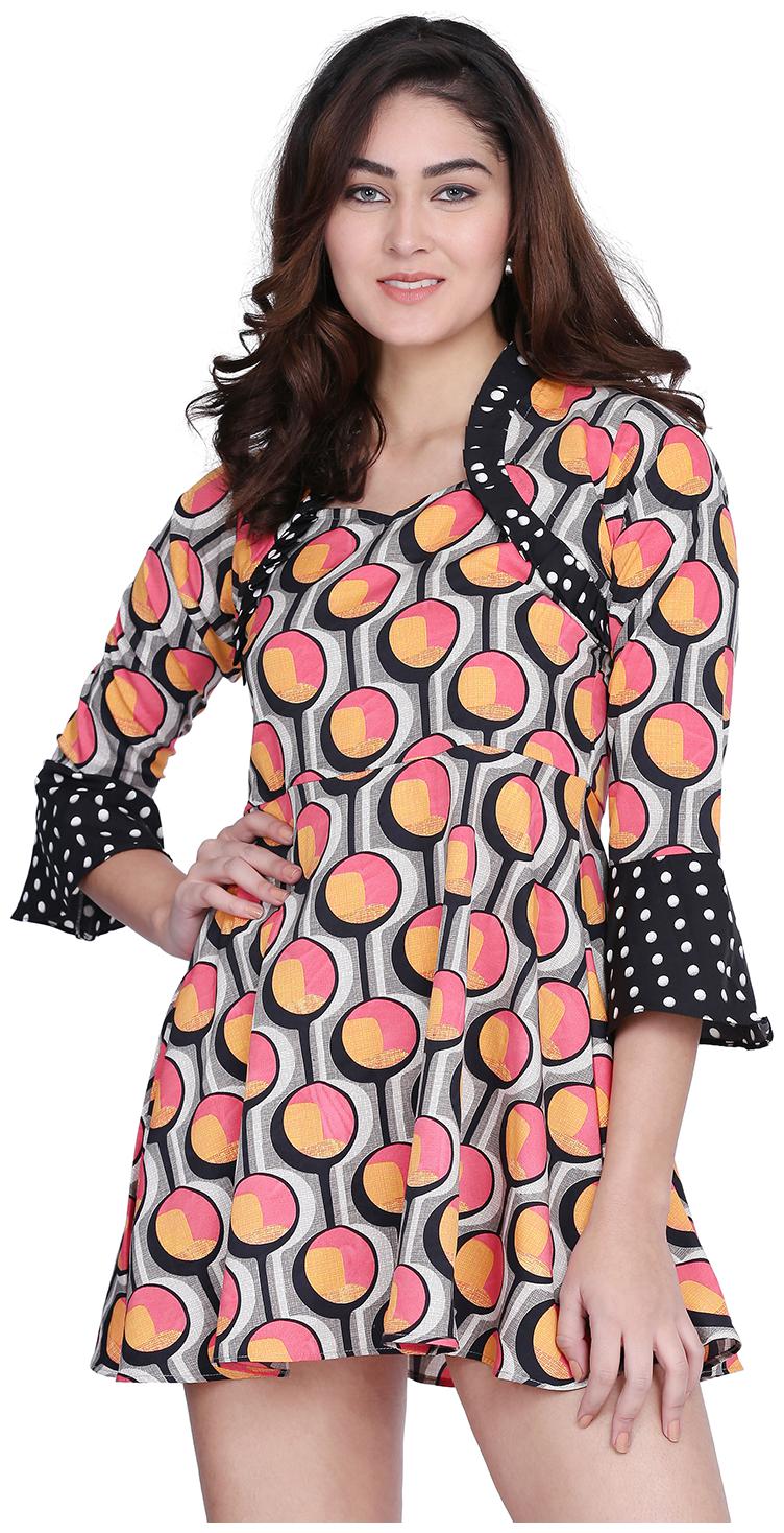 

Clothzy Crepe Printed Multi Color A Line Dress