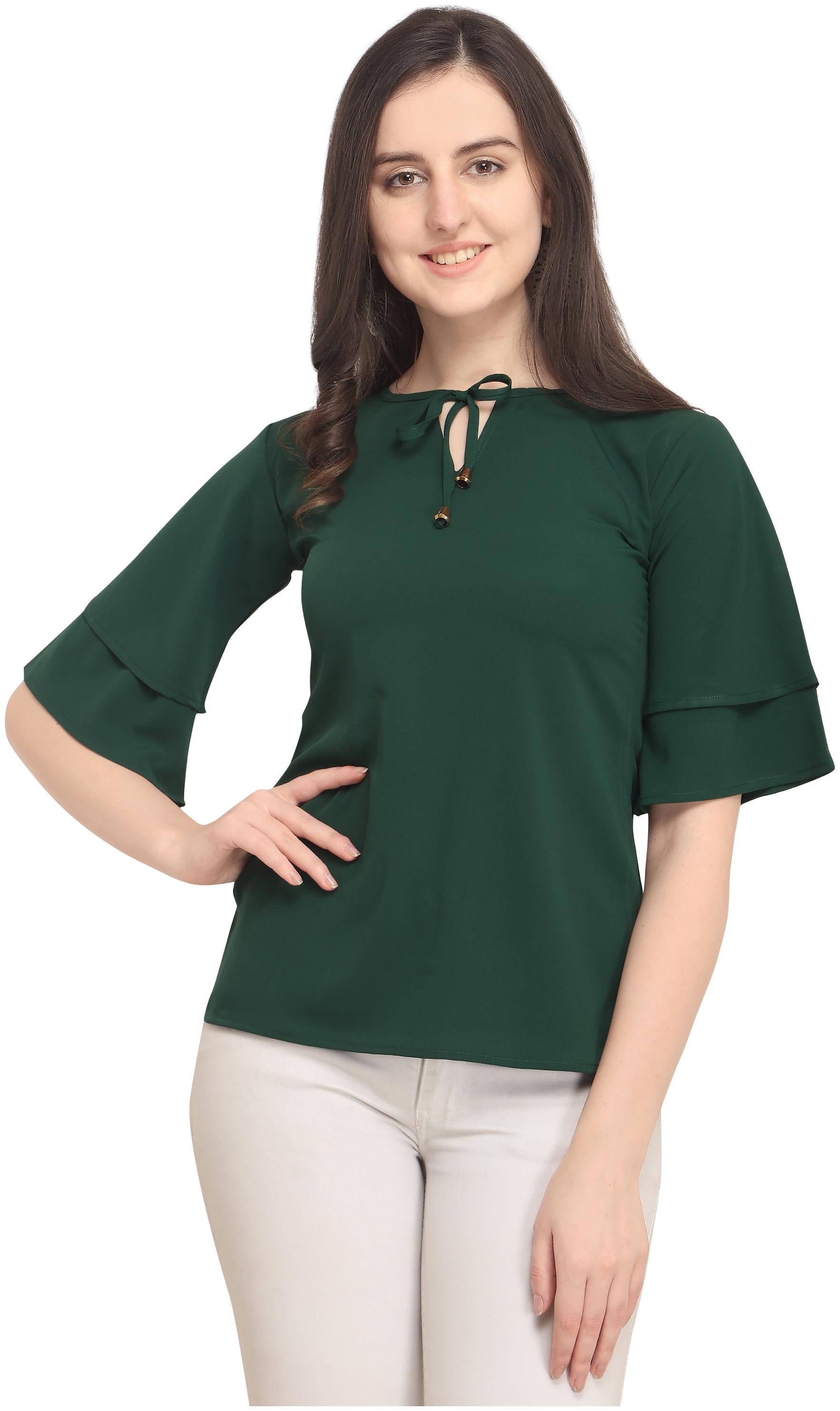 

Clothzy Women Solid Regular top - Green