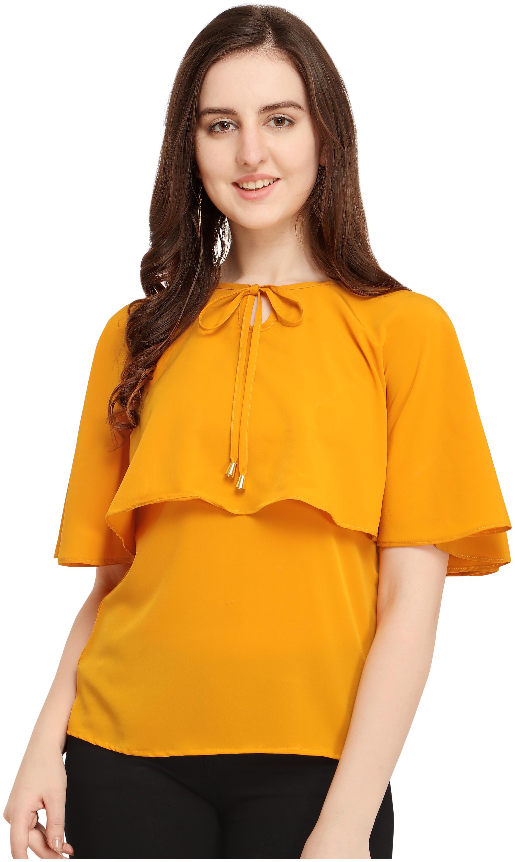 

Clothzy Crepe Solid Mustard Color Regular Top