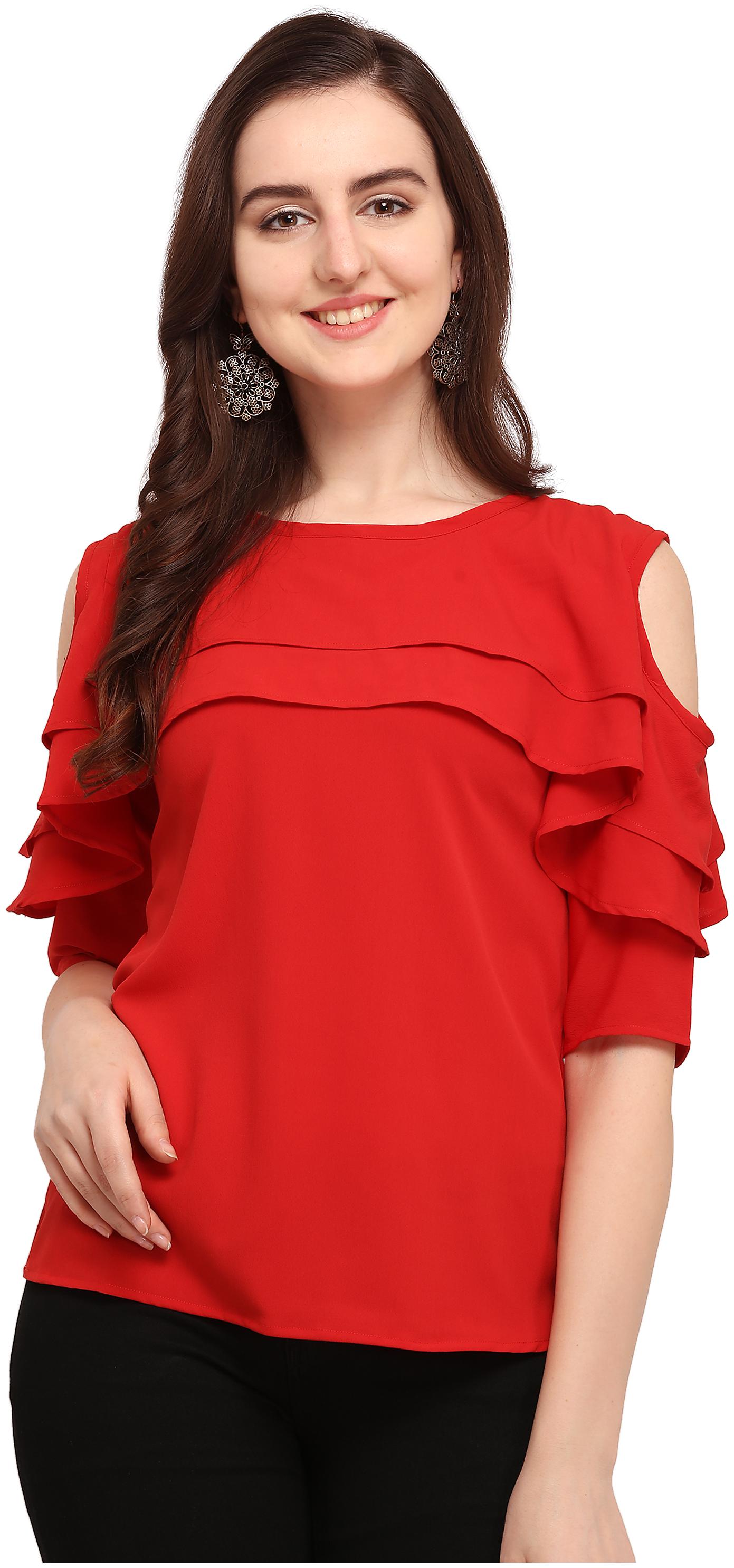 

Clothzy Women Solid Regular top - Red