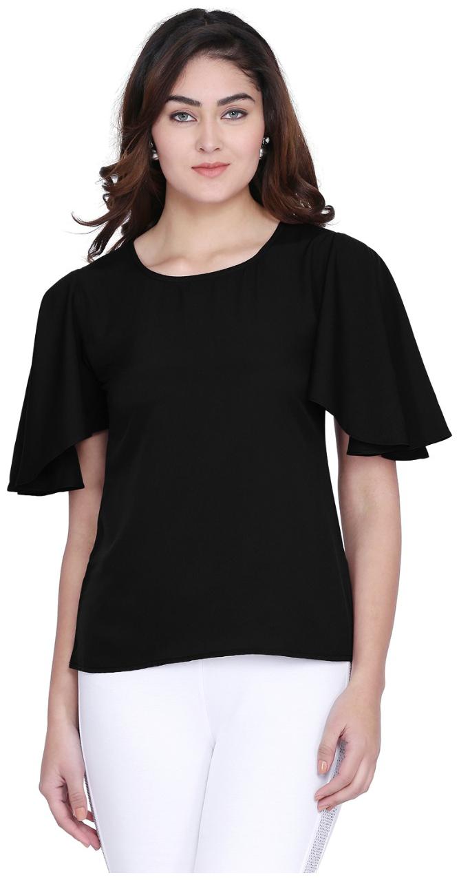

Clothzy Women Solid Regular top - Black