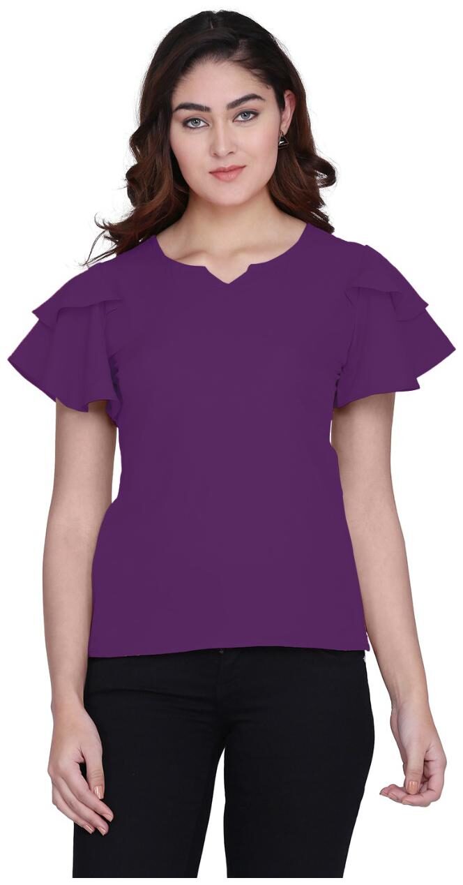 

Clothzy Women Solid Regular top - Purple