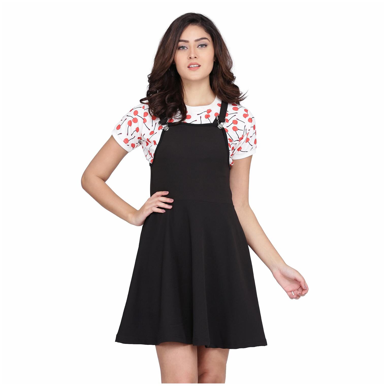 

Clothzy Black Solid Fit flare dress