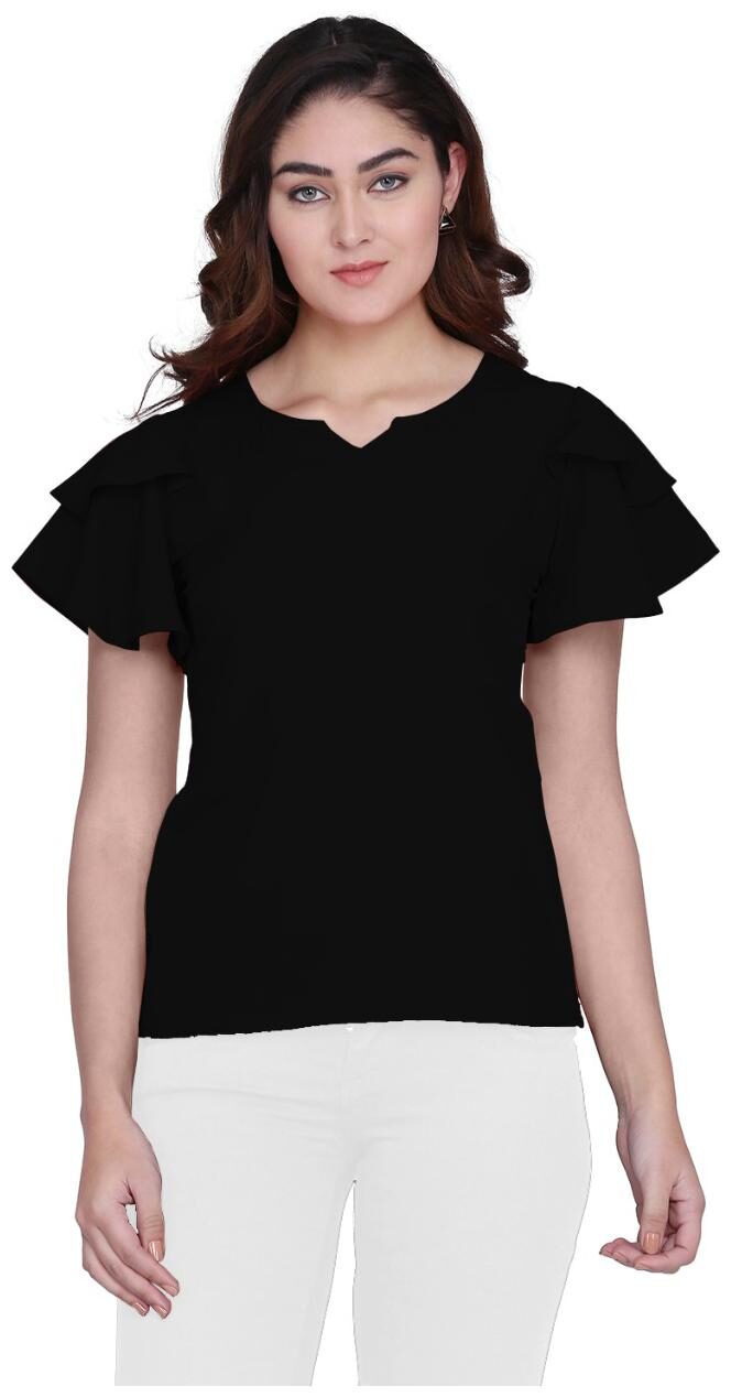 

Clothzy Women Solid Regular top - Black