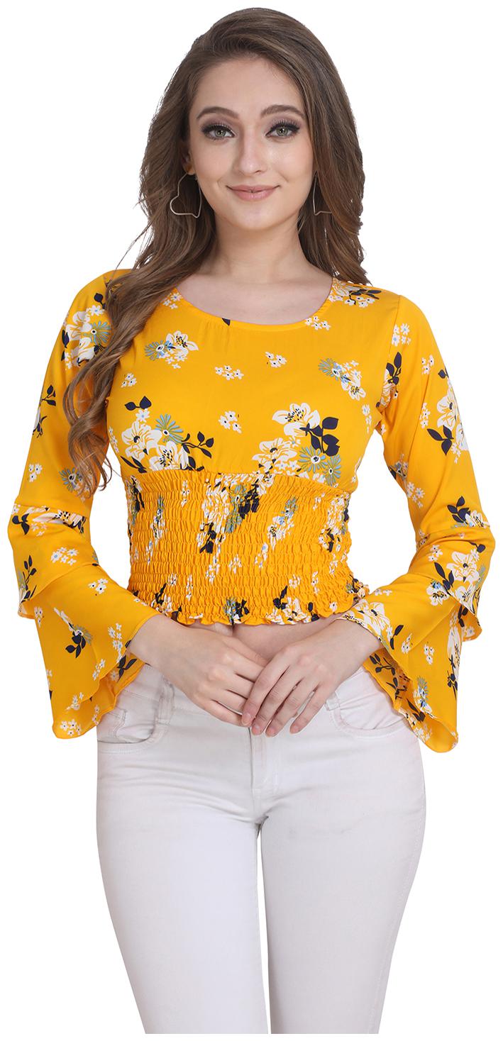 

Clothzy Women Floral Regular top - Yellow