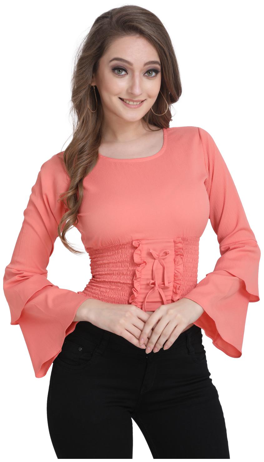 

Clothzy Women Solid Regular top - Peach
