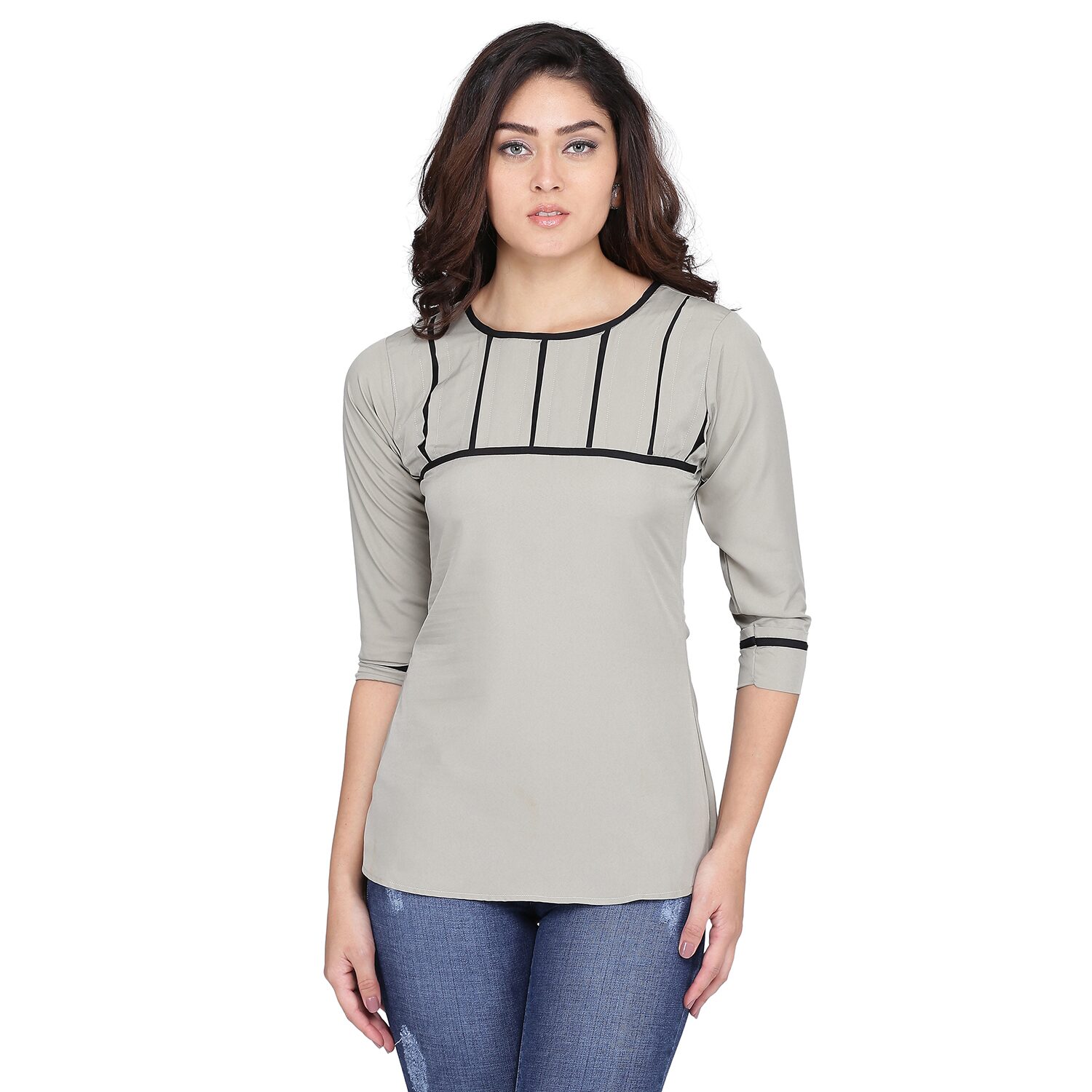 

Clothzy Women Striped Regular top - Grey