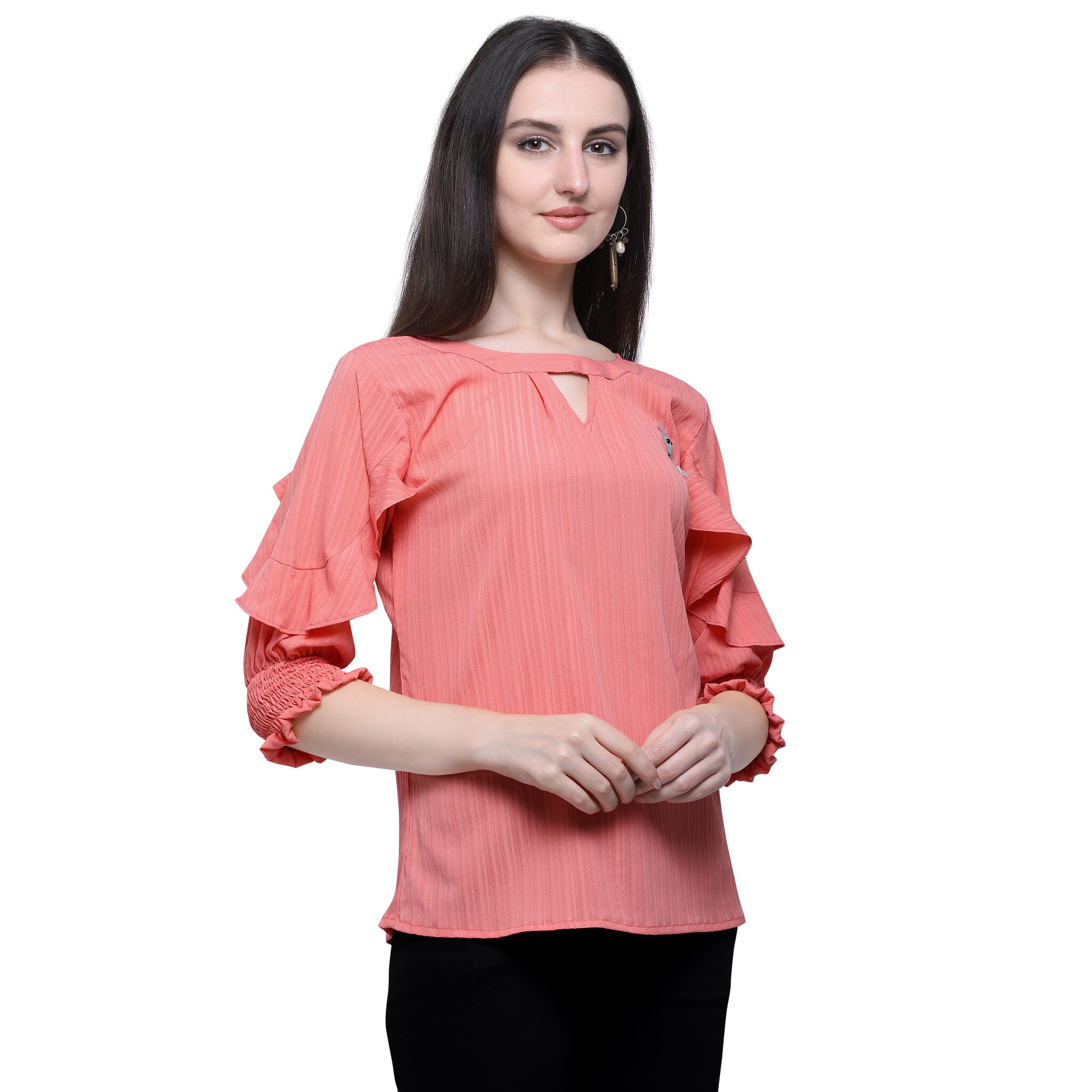 

Clothzy Women Striped Regular top - Pink