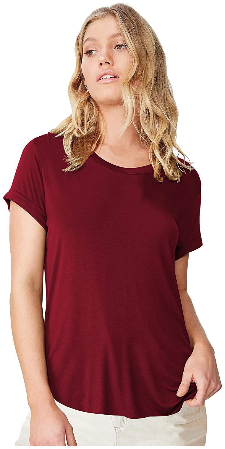 

Clothzy Women Maroon Regular fit Round neck Cotton T shirt