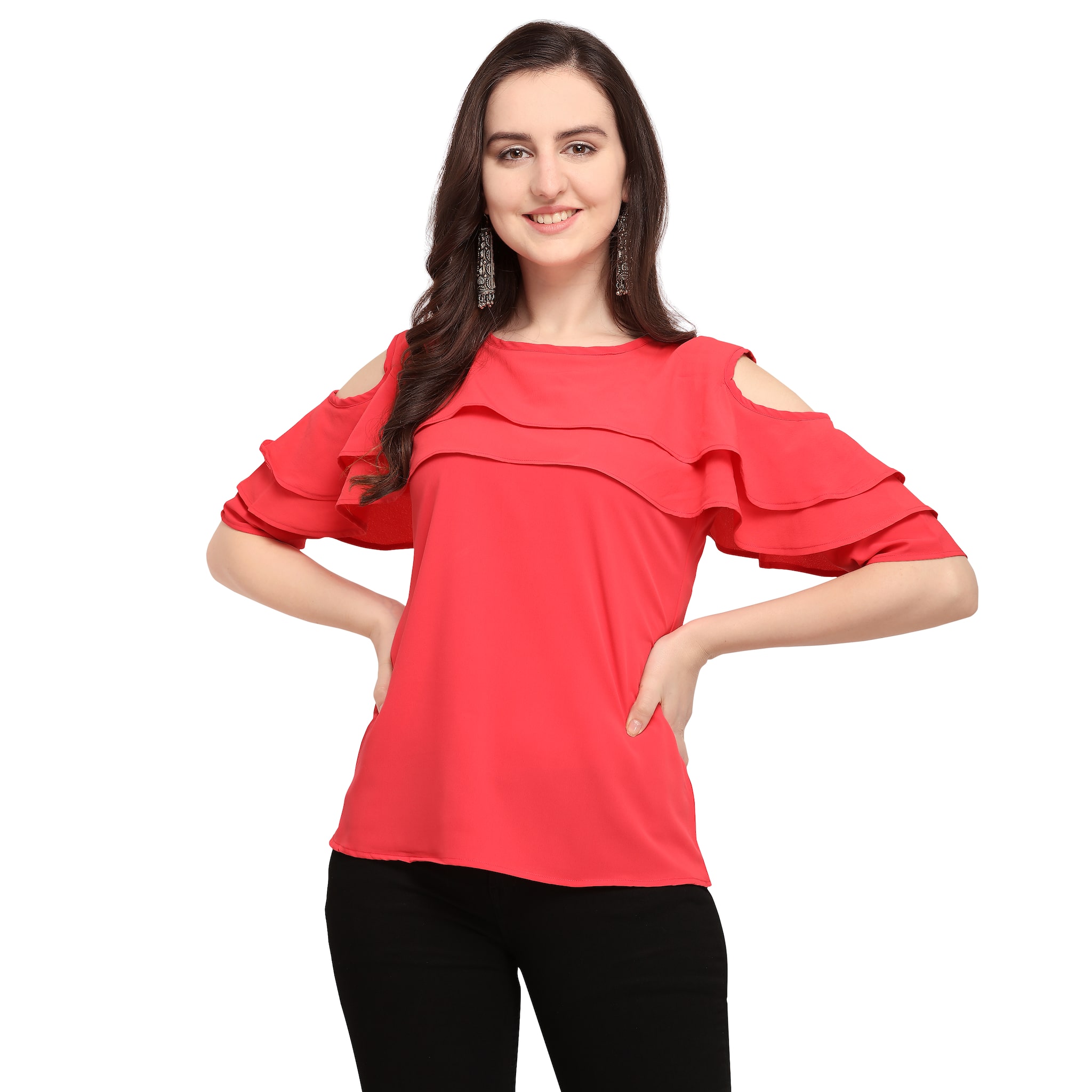 

Clothzy Women Solid Regular top - Peach
