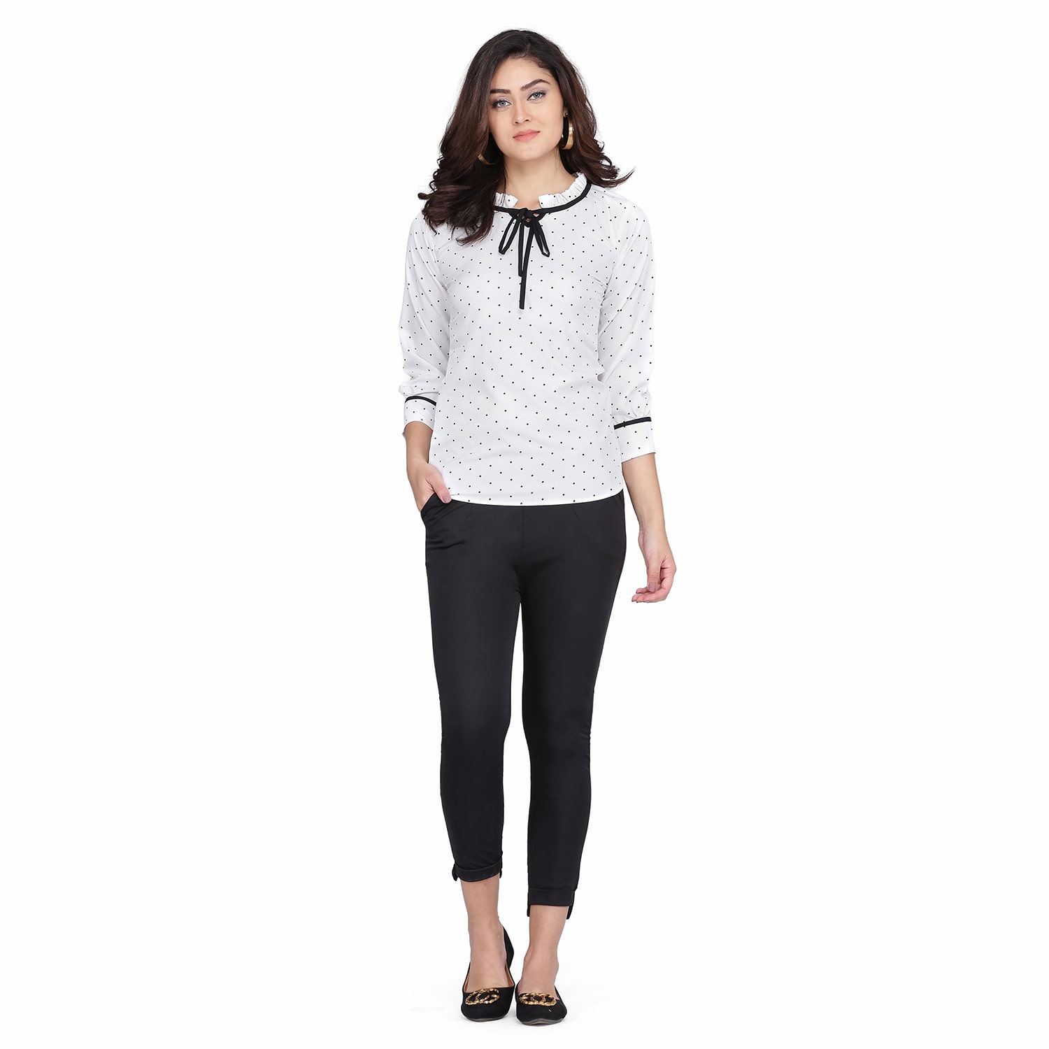 

Clothzy Women Polka dots Regular top - White