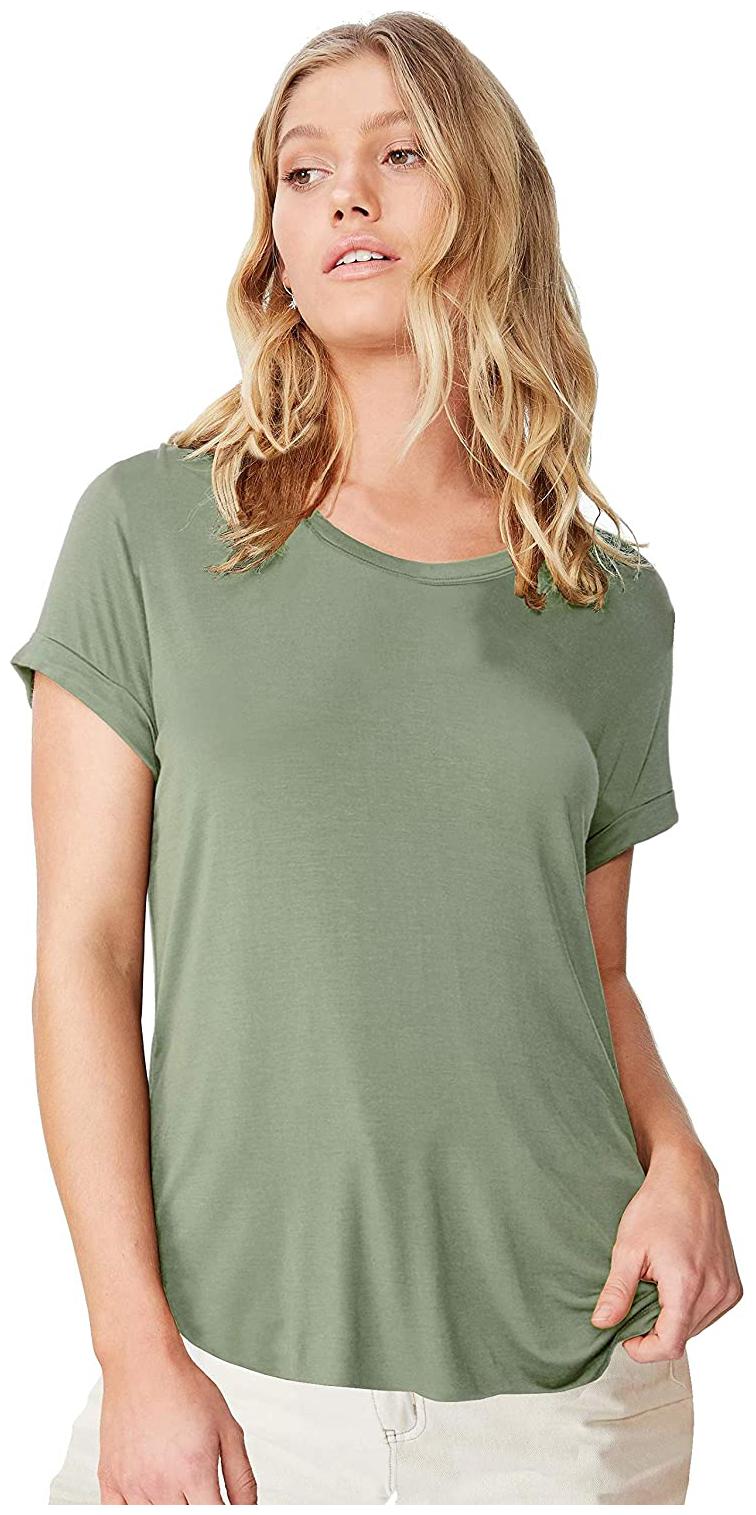 

Clothzy Women Green Regular fit Round neck Cotton T shirt