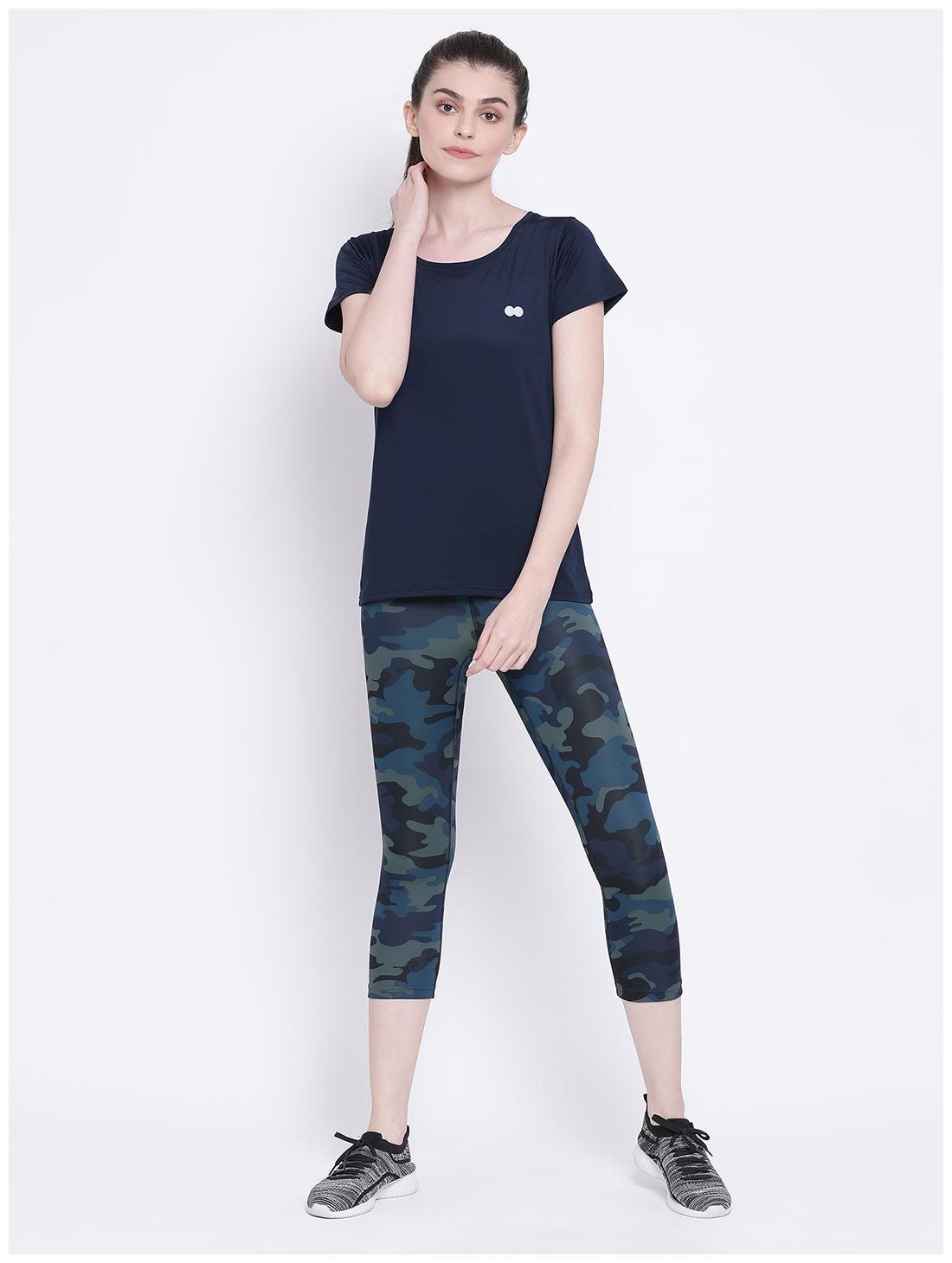 

Clovia Women Solid Sports T-Shirt - Blue