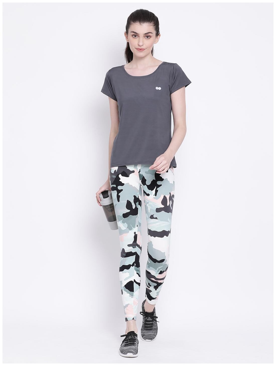 

Clovia Women Solid Sports T-Shirt - Grey