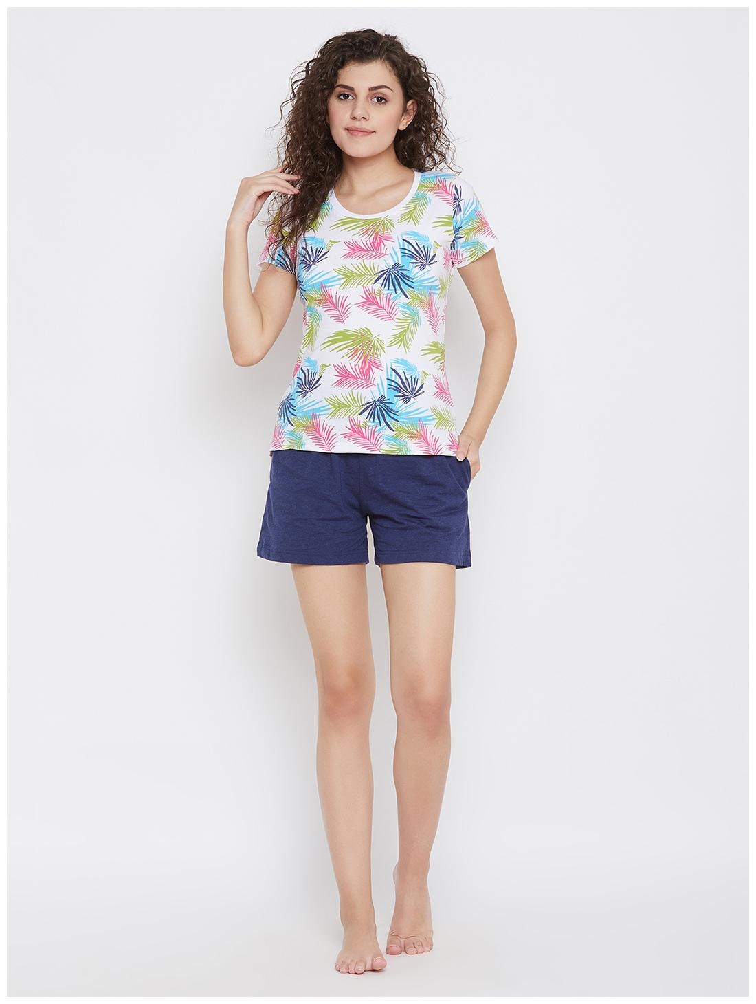 

Clovia Women White Regular fit Round neck Cotton T shirt