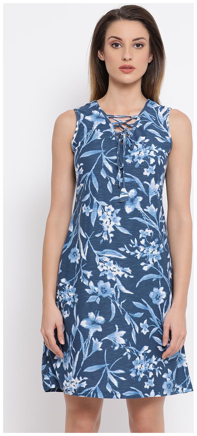 

Clovia Blue Printed T shirt dress