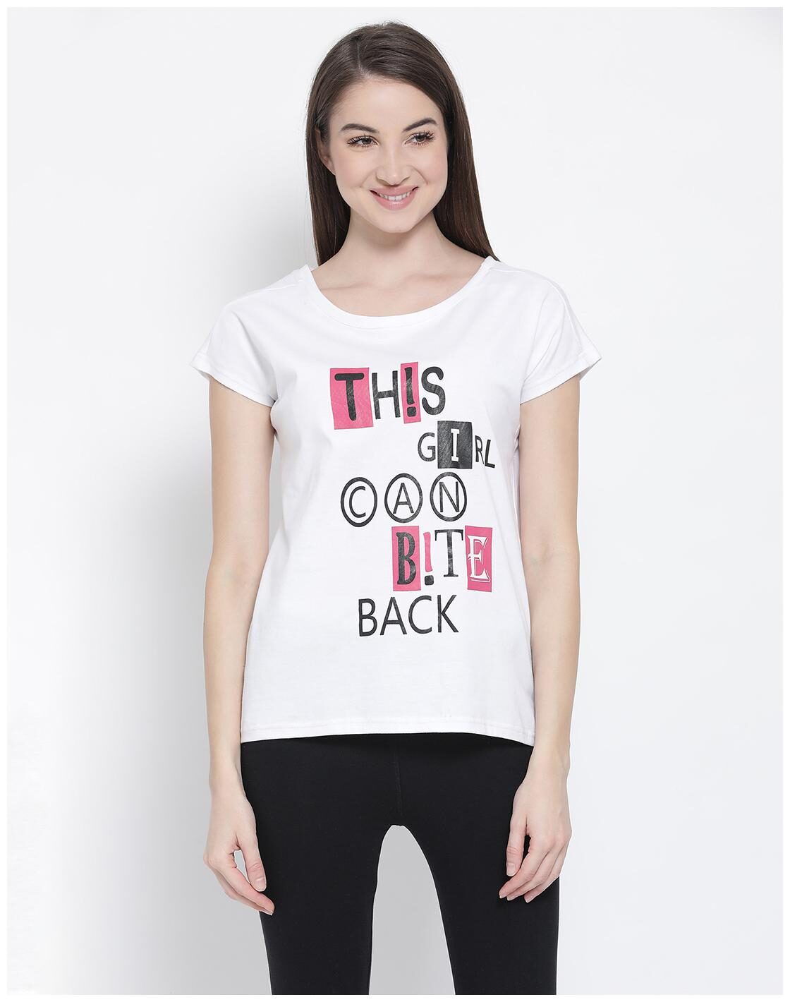 

Clovia Women White Regular fit Round neck Cotton T shirt