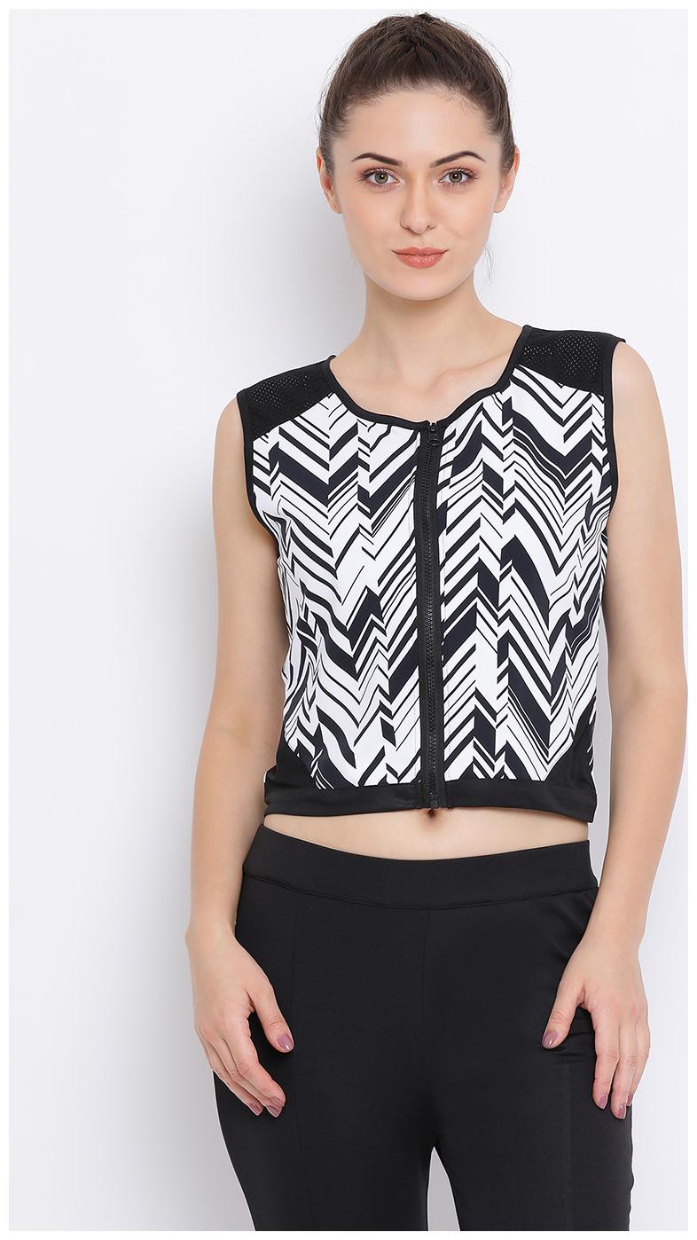 

Clovia Women Striped Sports T-Shirt - White