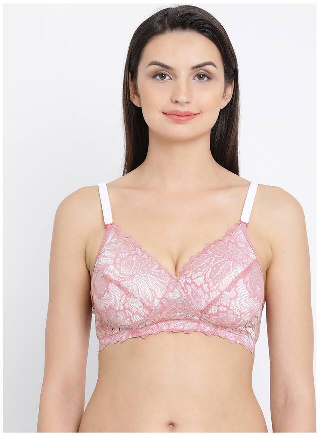 Clovia Lace Padded Non-Wired Multiway Bridal Bra - Pink