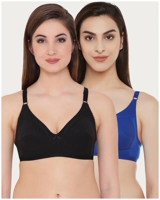 Clovia Pack of 2 Non Padded Cotton T Shirt Bra - Multi