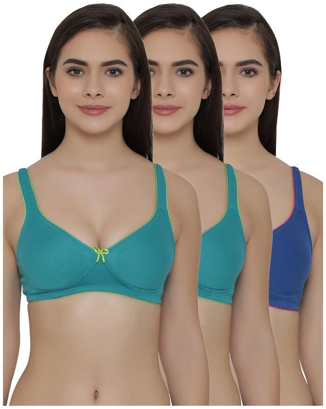 Clovia Pack of 3 T-Shirt Non Padded Wirefree Demicup Bra's