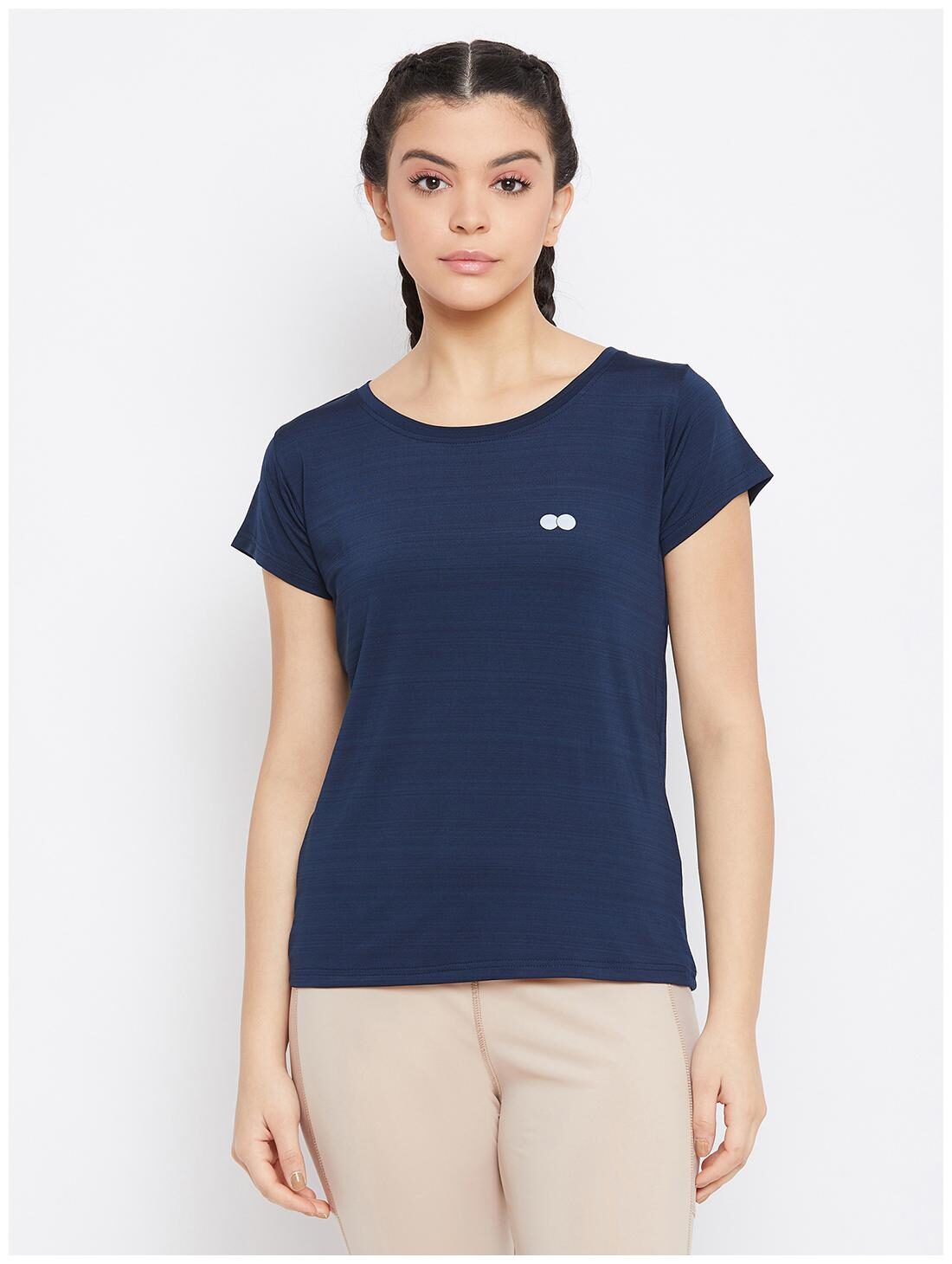 

Clovia Women Solid Sports T-Shirt - Blue