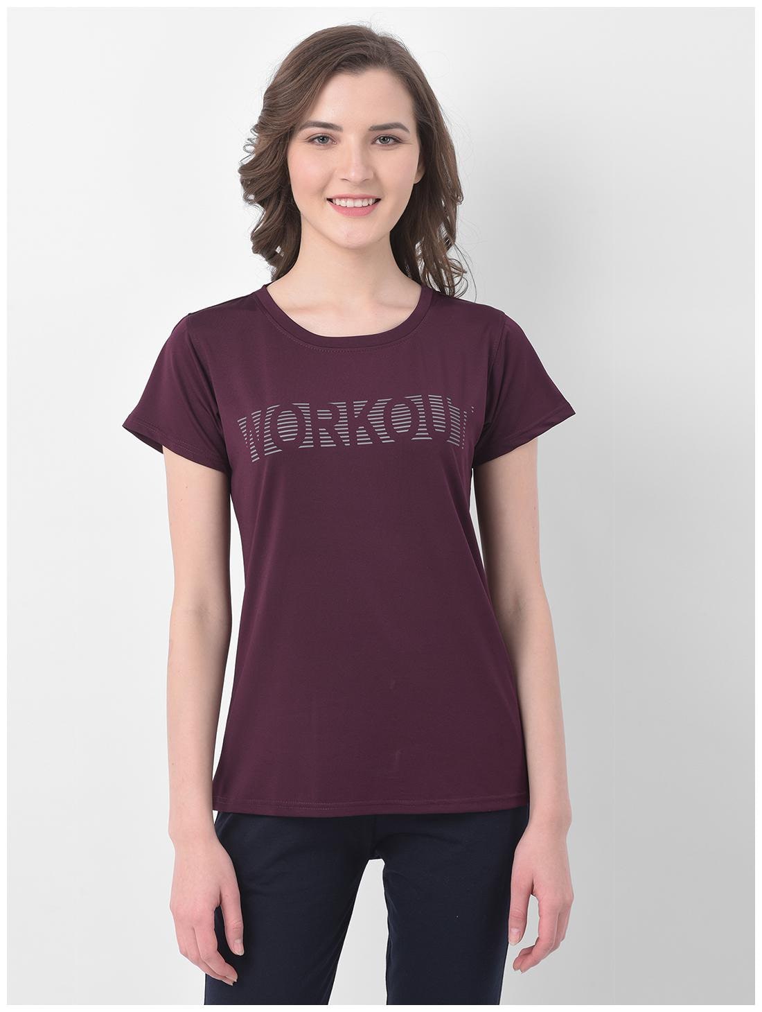 

Clovia Women Printed Sports T-Shirt - Purple