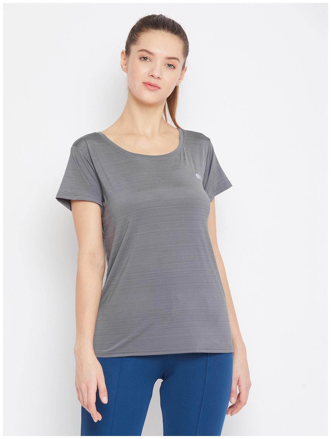 

Clovia Women Solid Sports T-Shirt - Grey