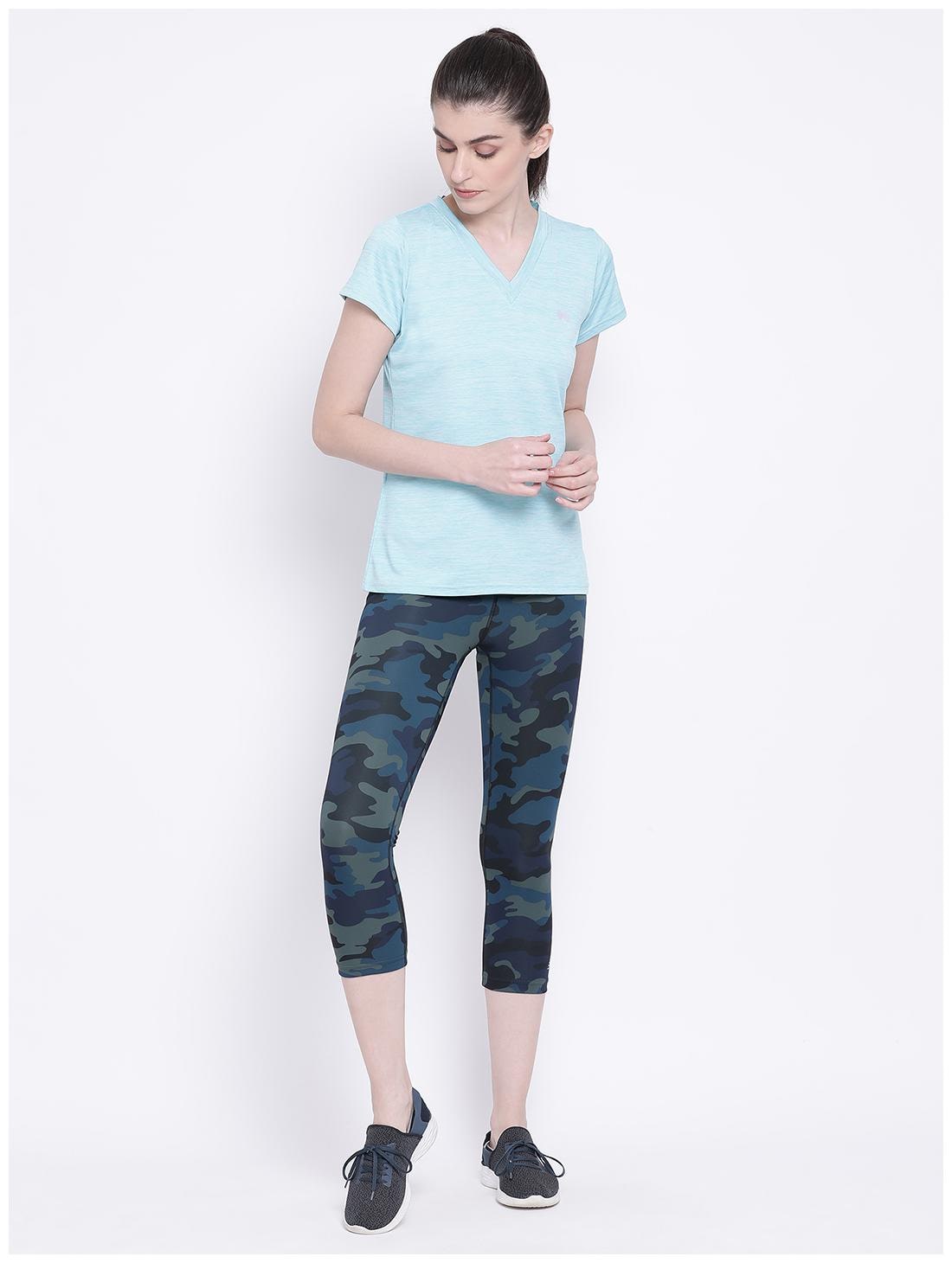 

Clovia Women Solid Sports T-Shirt - Blue
