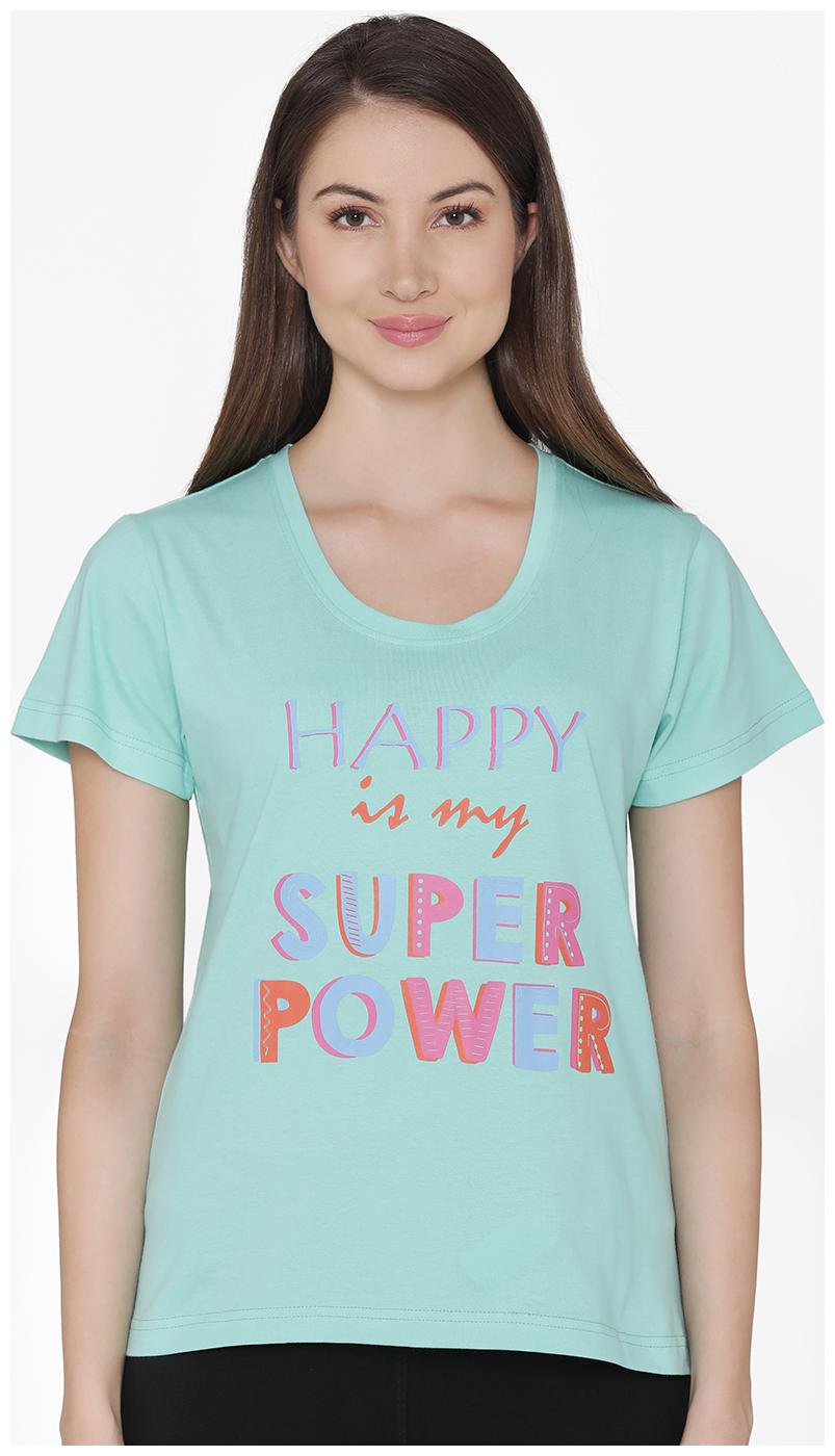 

Clovia Women Green Regular fit Round neck Cotton T shirt