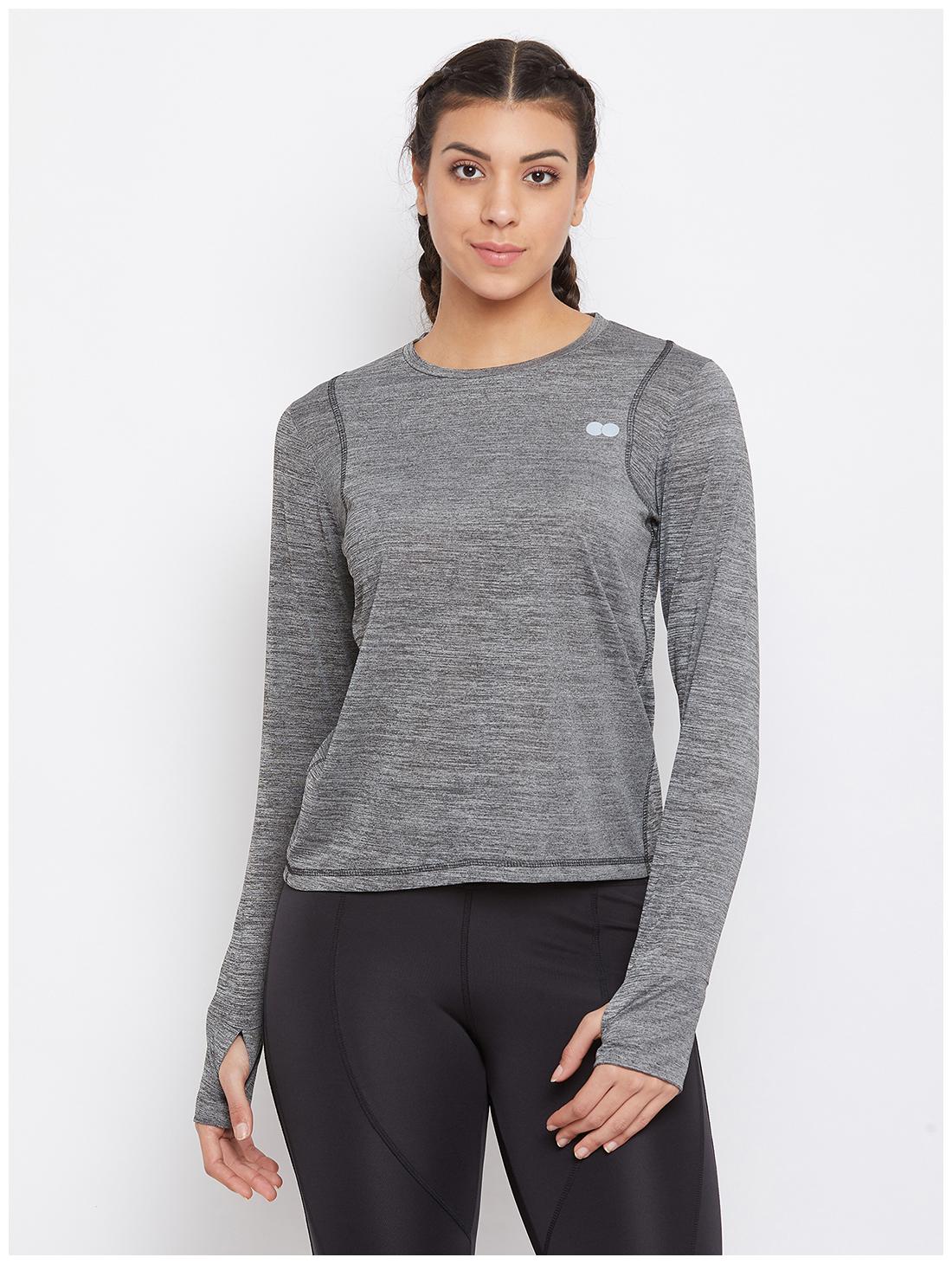 

Clovia Women Solid Sports T-Shirt - Grey